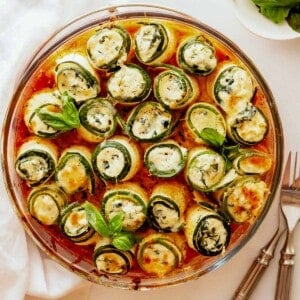 zucchini lasanga roll in pan