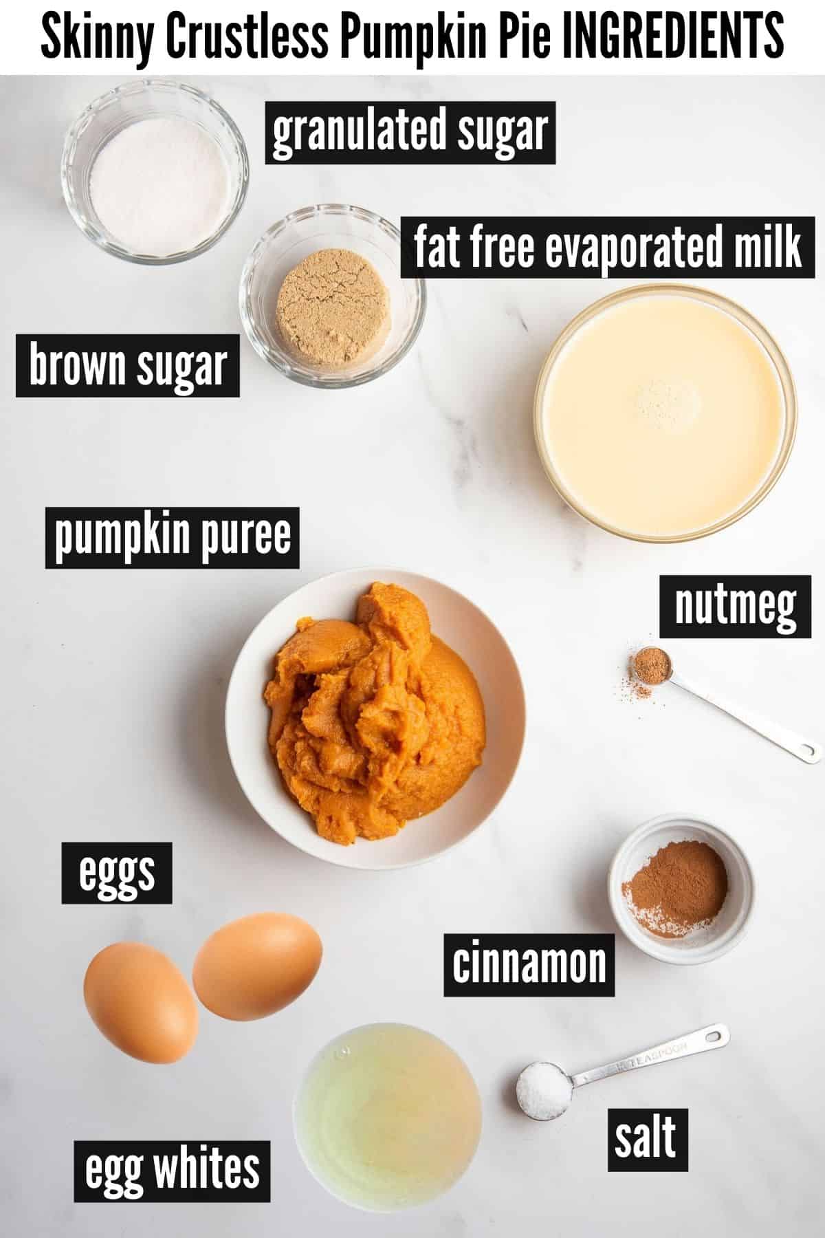 crustless pumpkin pie ingredients labelled