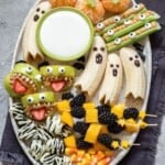 halloween fruit platter with title overlay