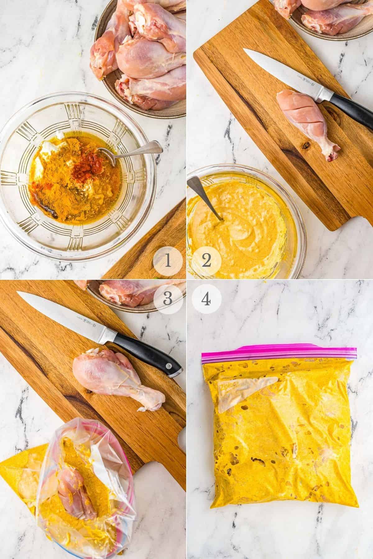 tandoori chicken recipe steps 1-4