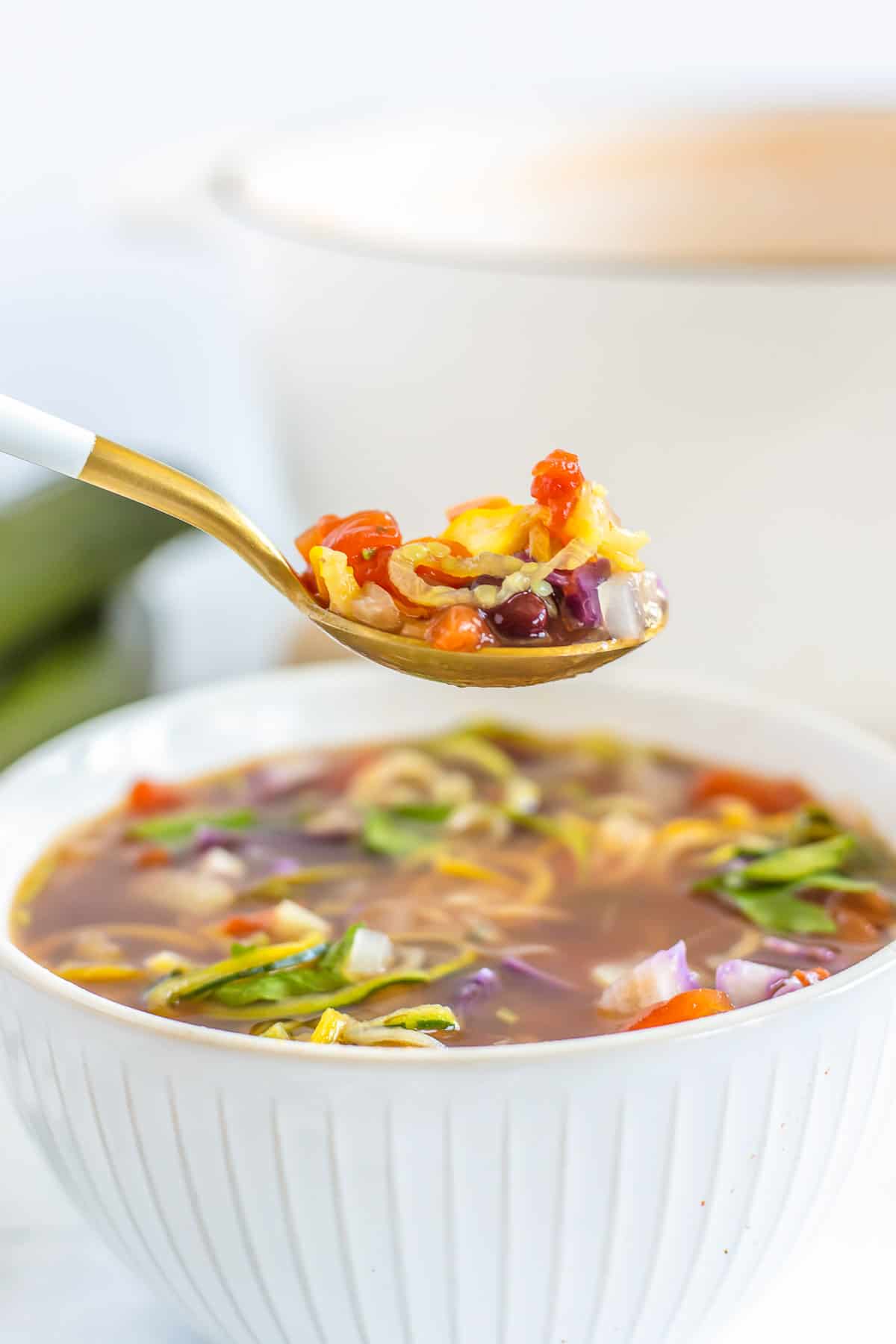 weight loss vegetable soup on spoon