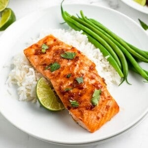 baked salmon on plate