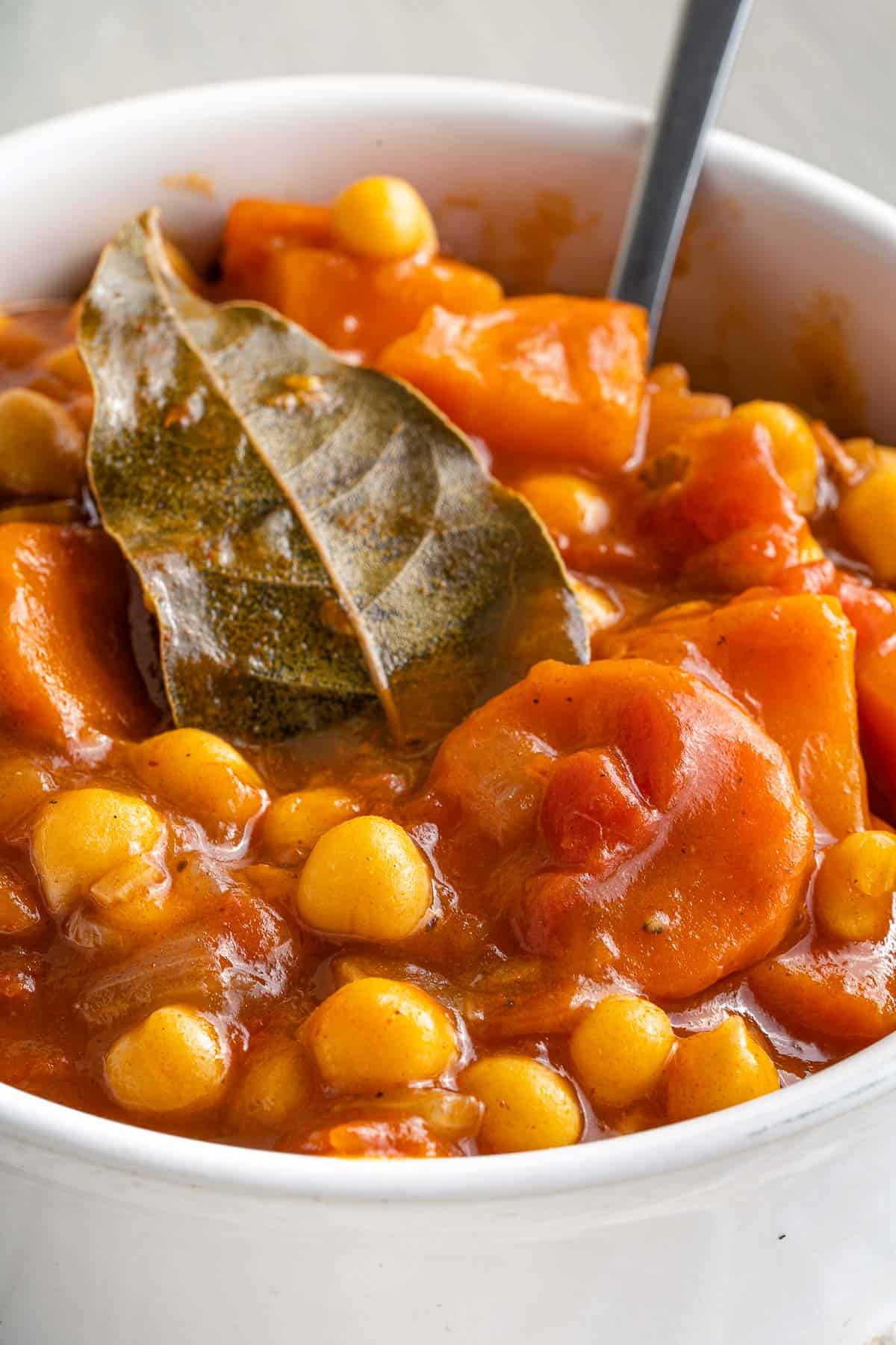 chickpea vegetable stew close up 