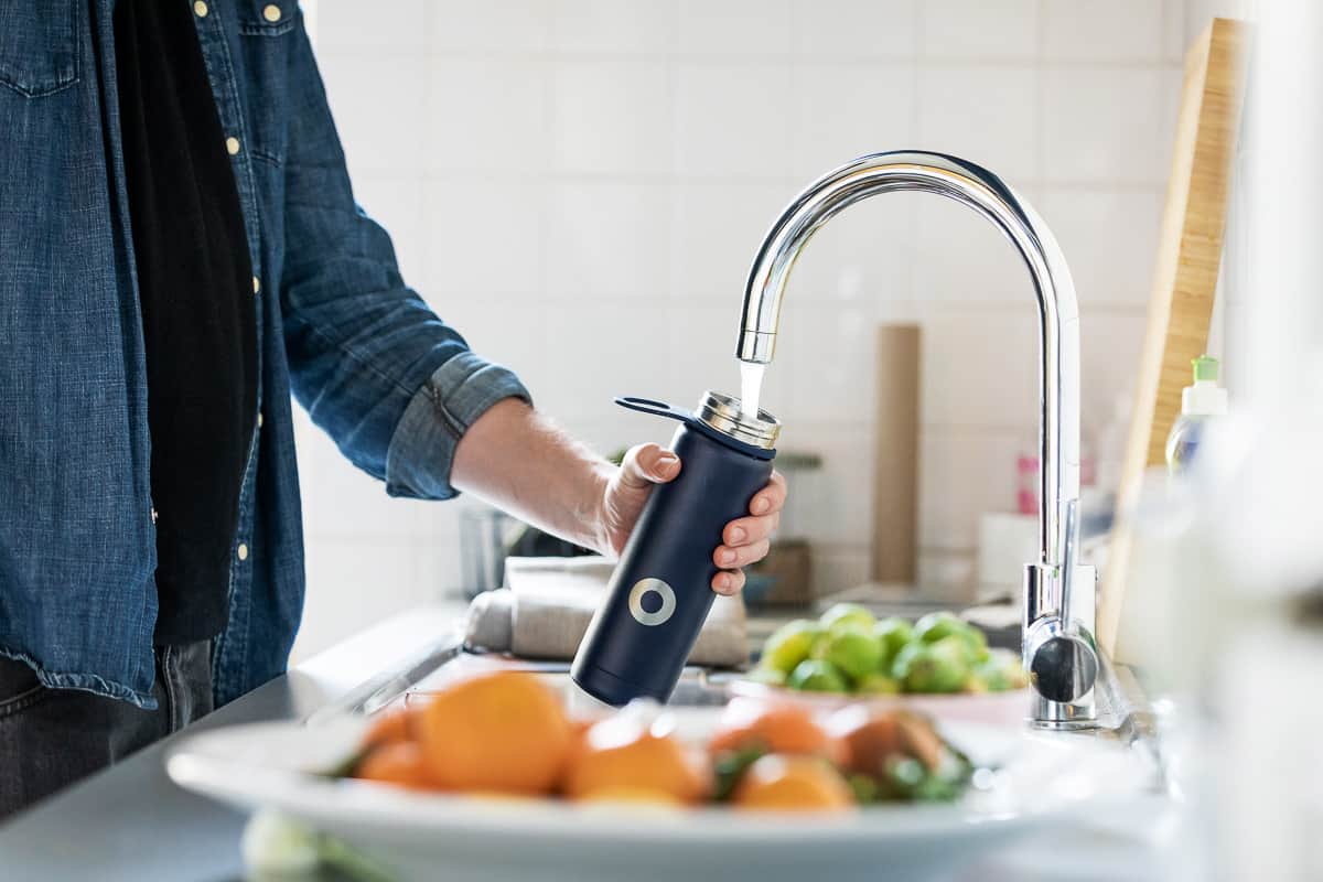 filling water bottle