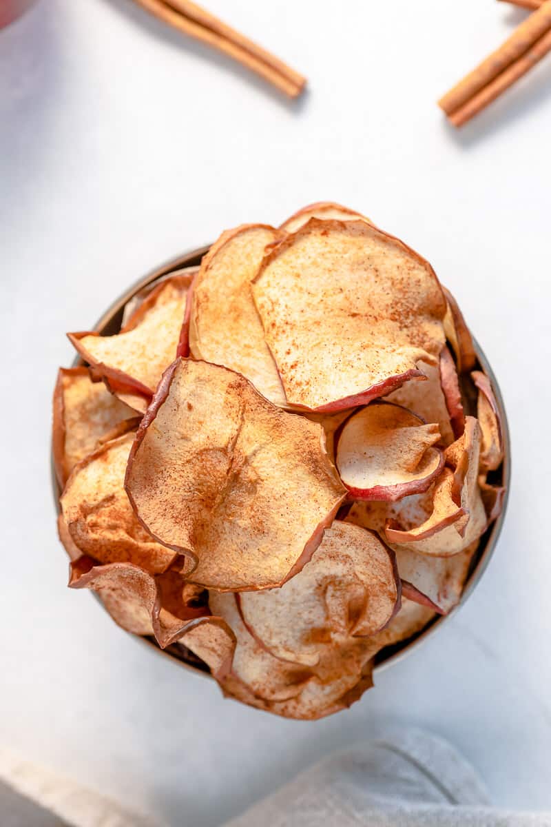 air fryer apple chips overhead
