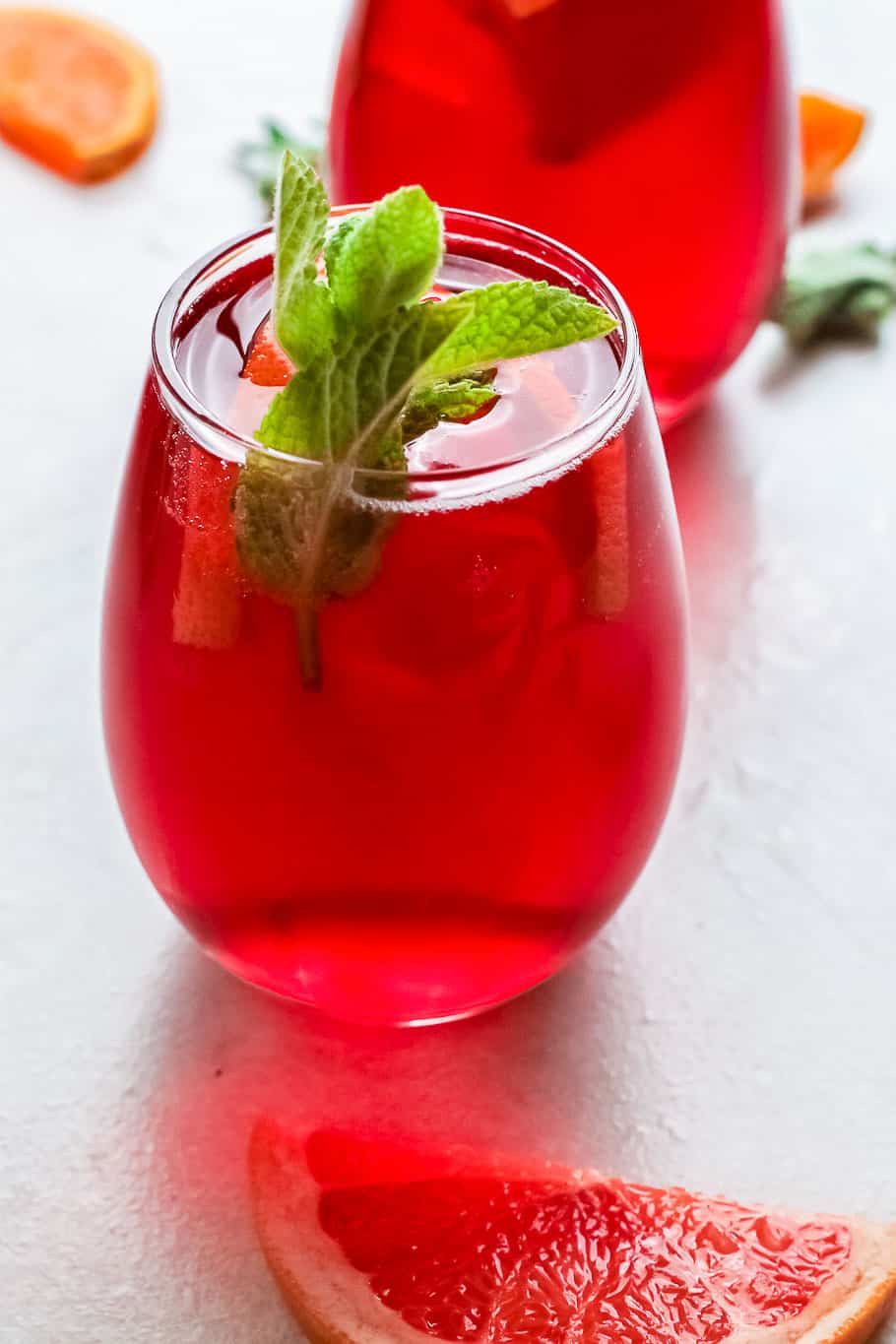 champagne punch in glass closeup