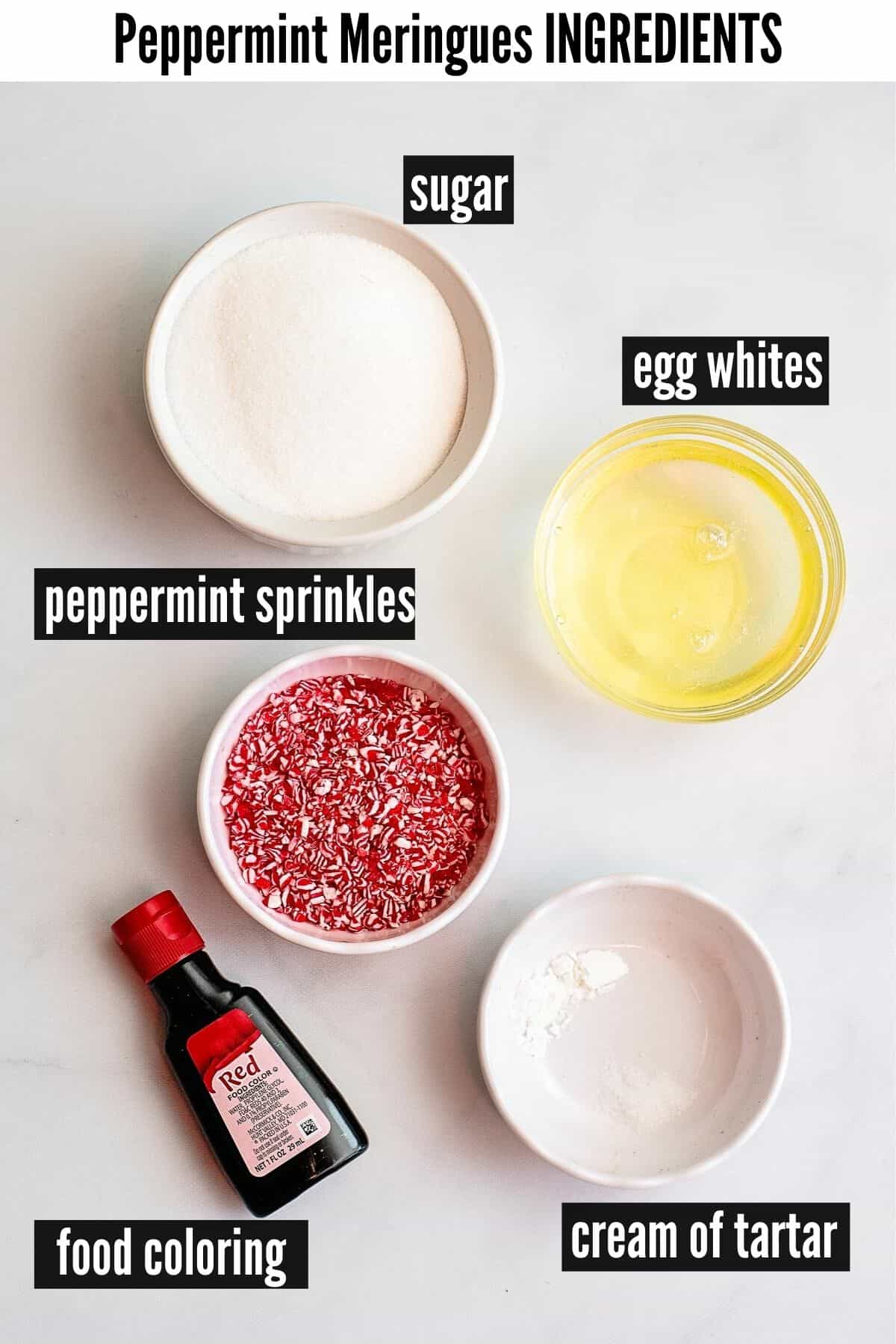 peppermint meringues labelled ingredients
