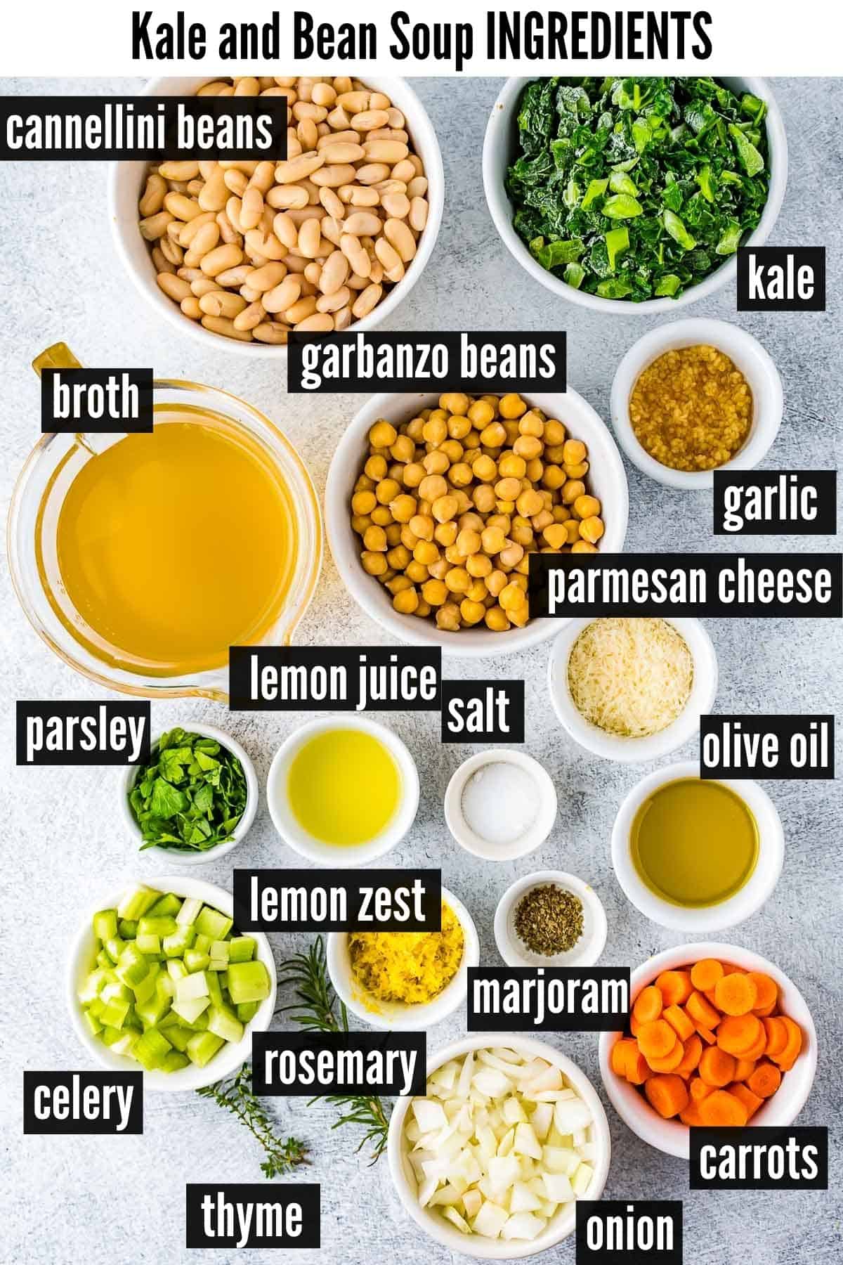kale and bean soup labelled ingredients