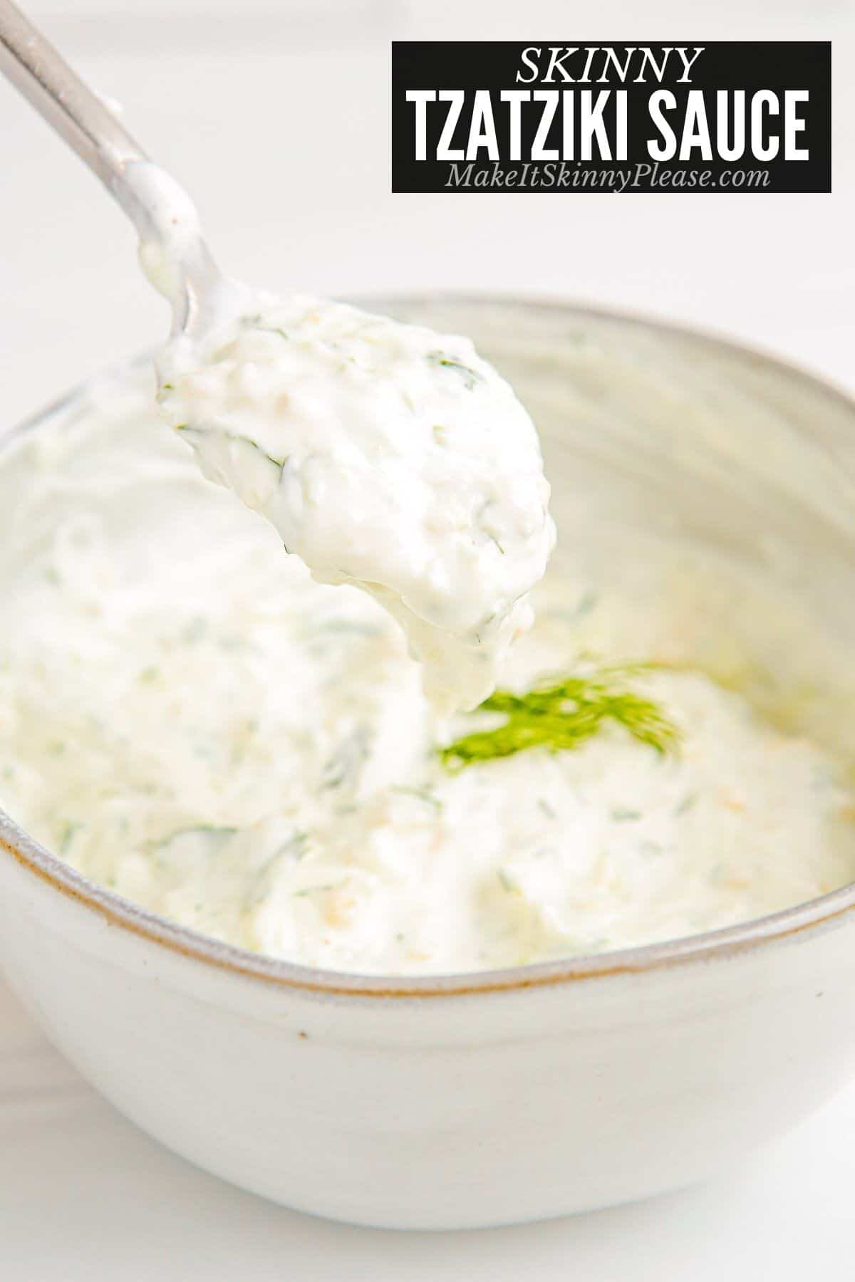 skinny tzatziki sauce with text