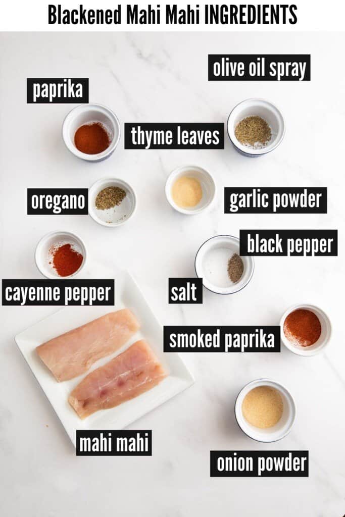 blackened mahi mahi labelled ingredients