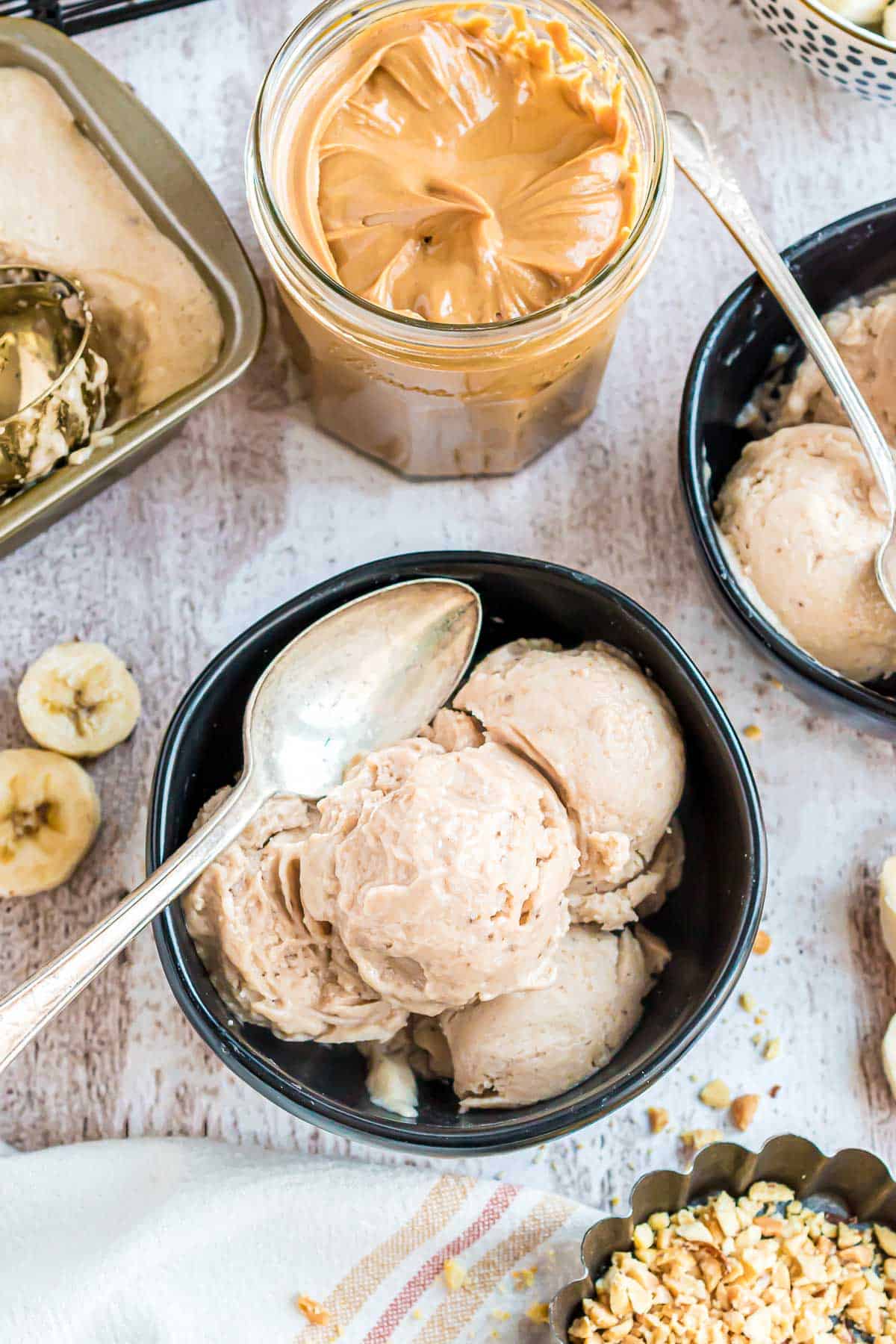 bowl of banana ice cream from above