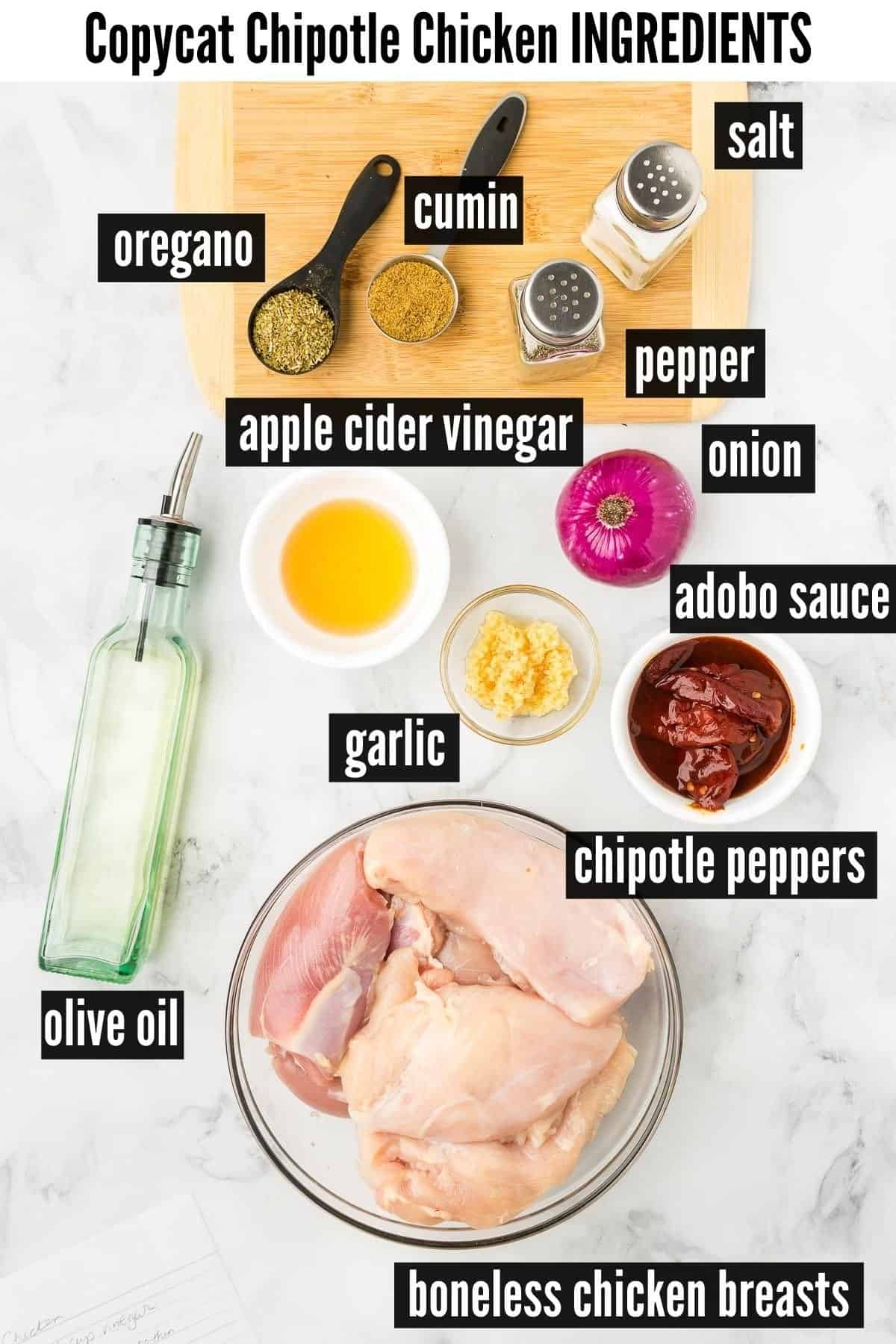 copycat chipotle chicken labelled ingredients