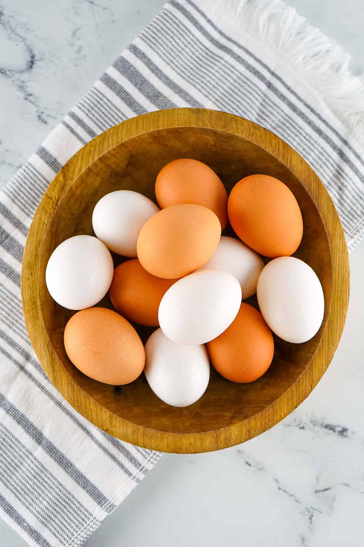 eggs in a wooden bowl