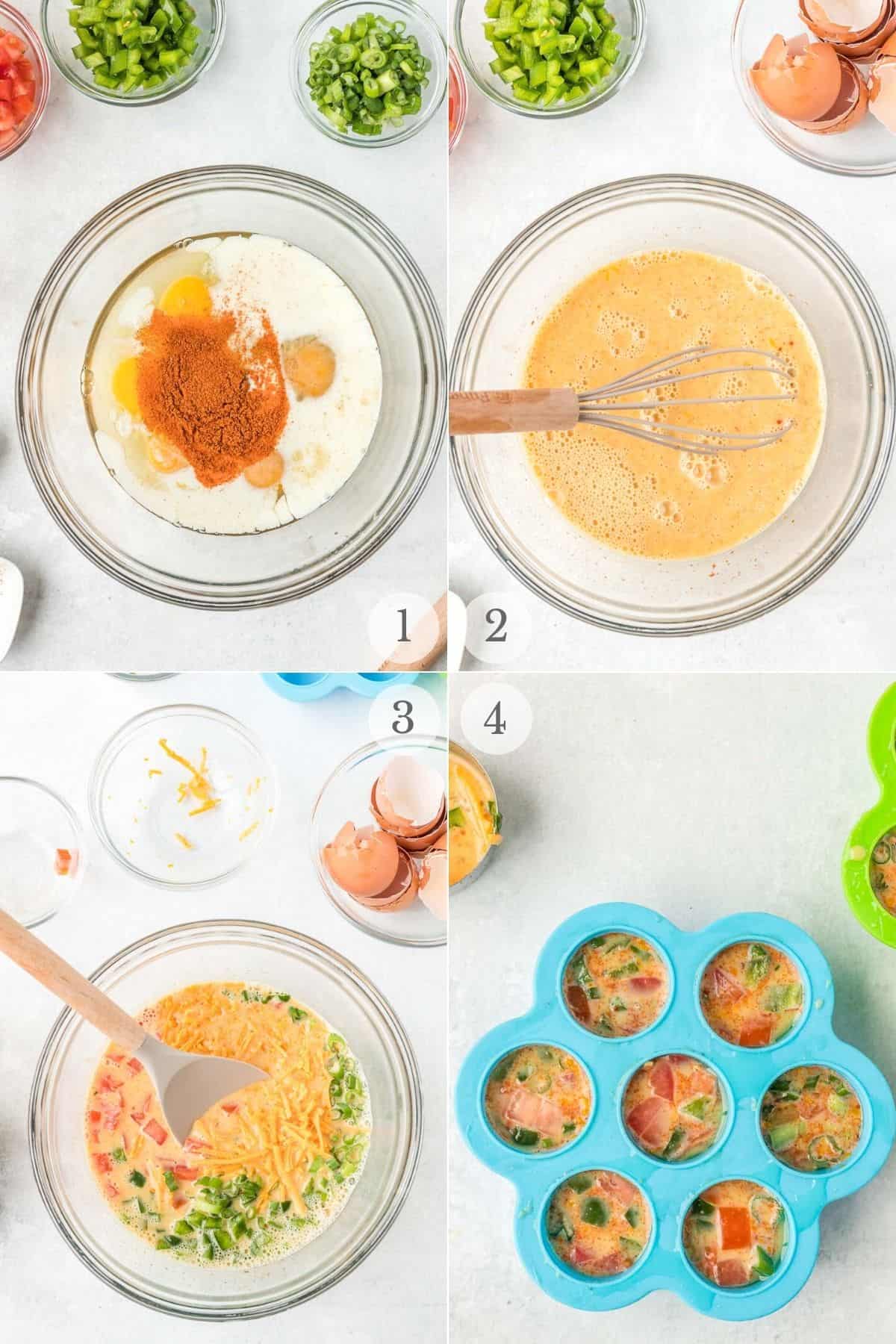 instant pot egg bites recipe steps 1-4