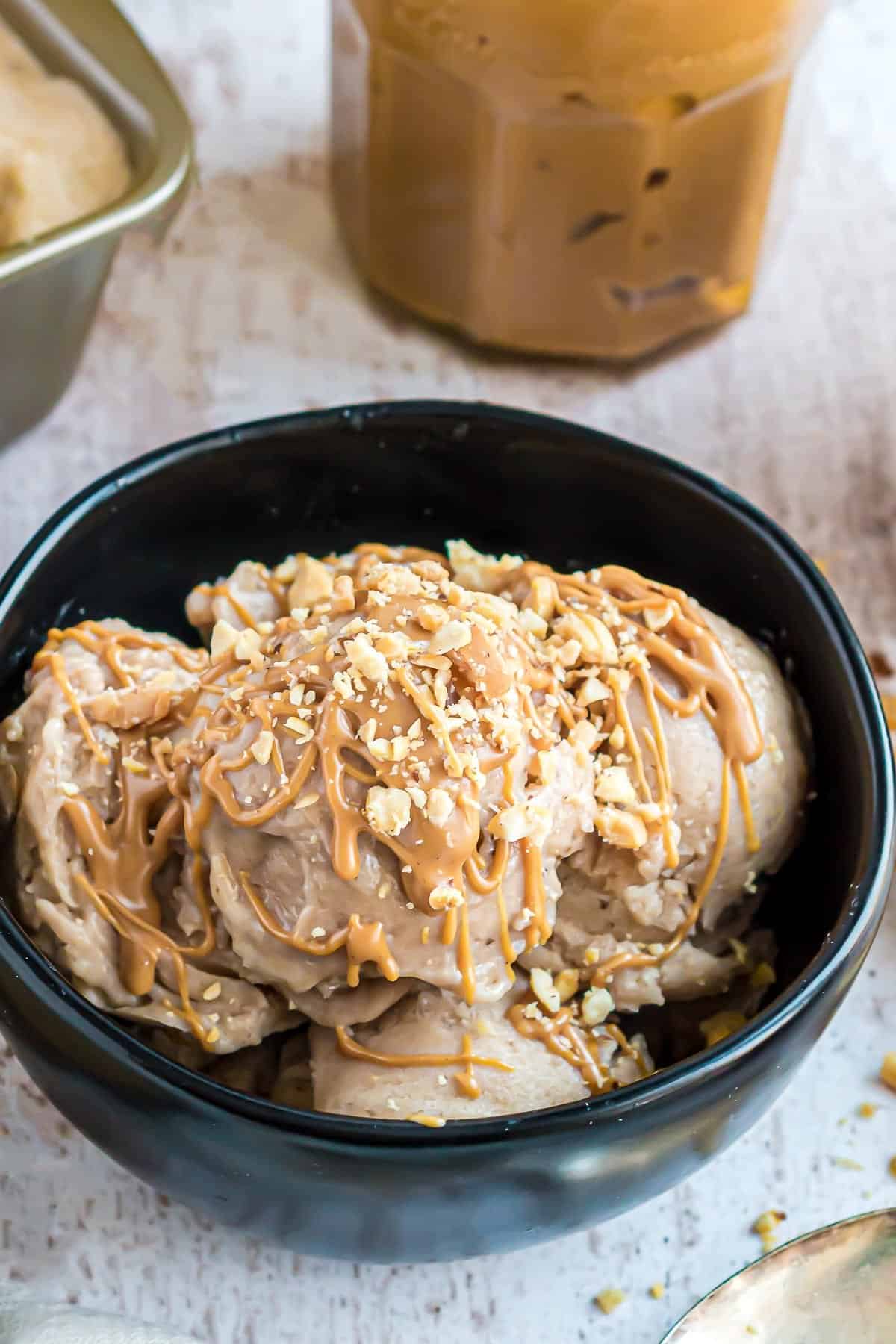 nice cream with peanut butter in a bowl