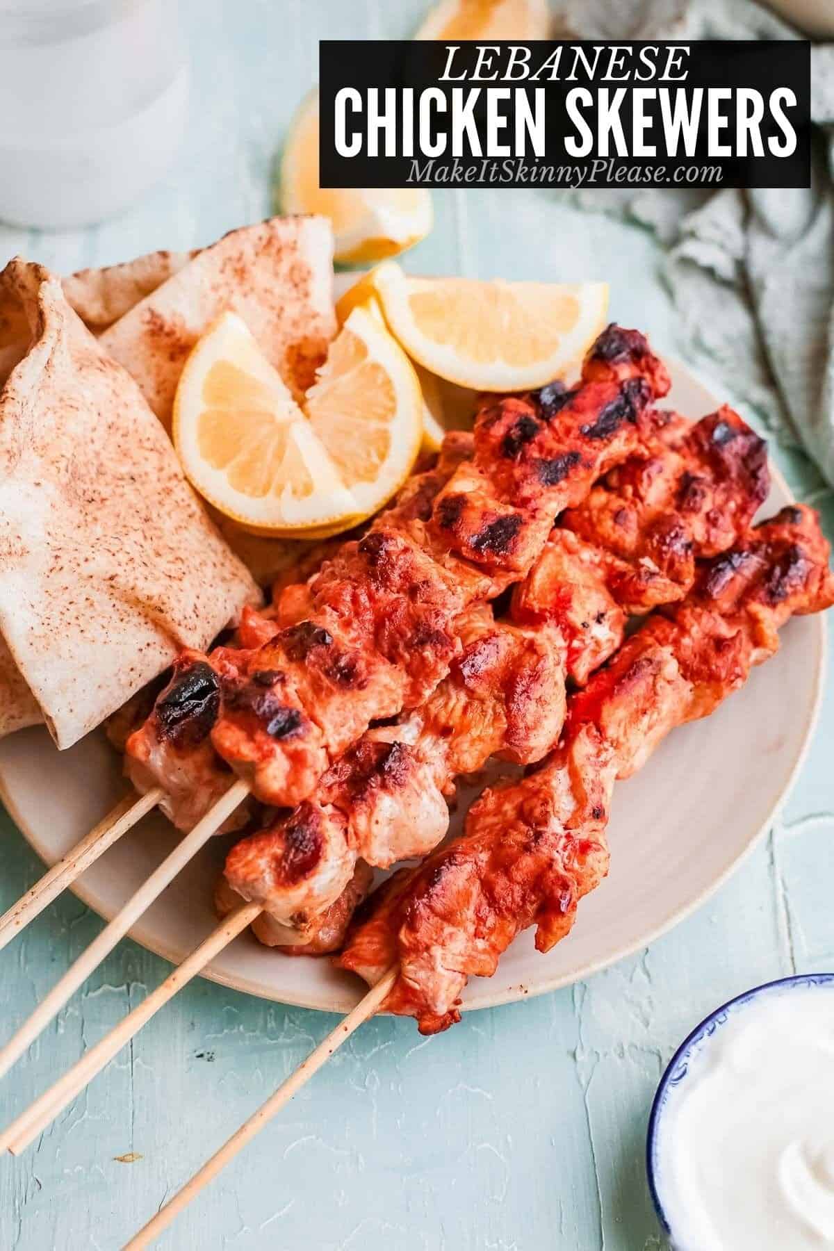 Lebanese chicken on skewers