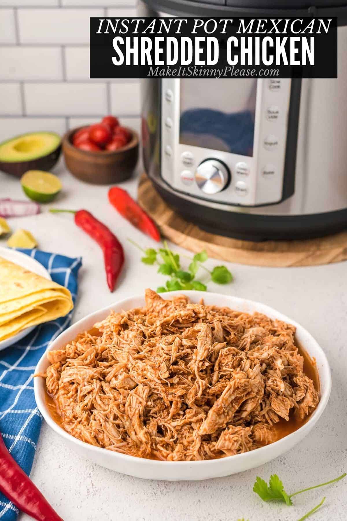 instant pot mexican shredded chicken in bowl