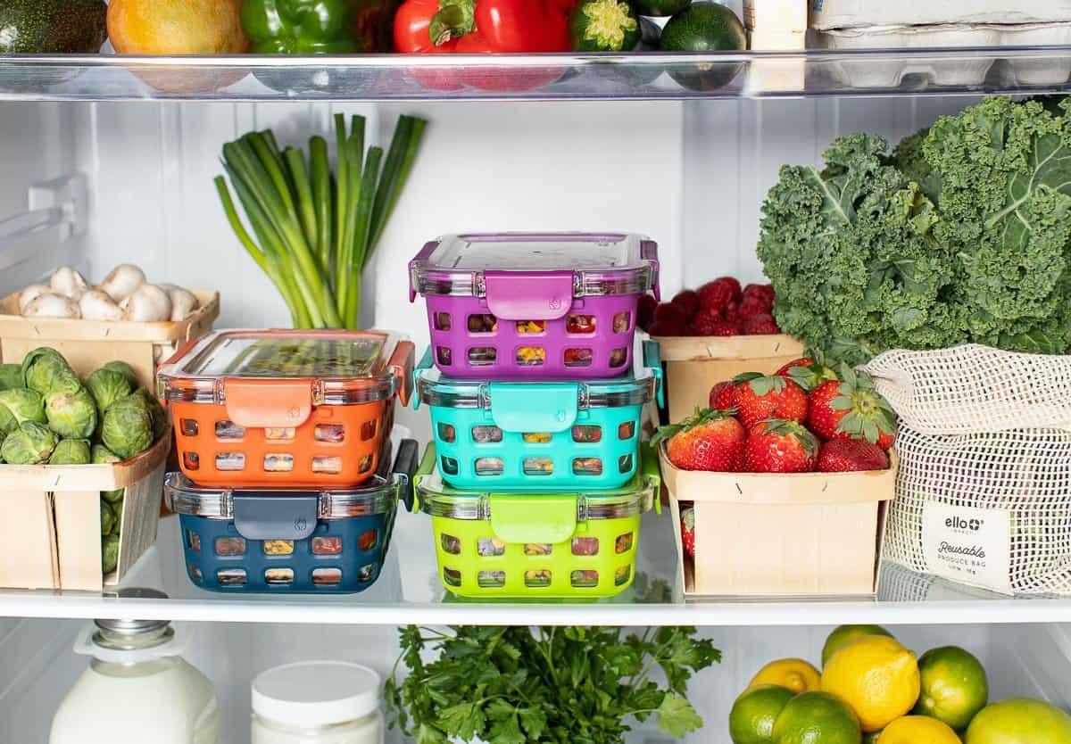 meal prep containers in refrigerator