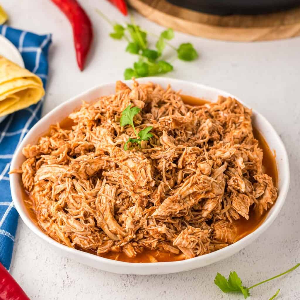 mexican shredded chicken in bowl