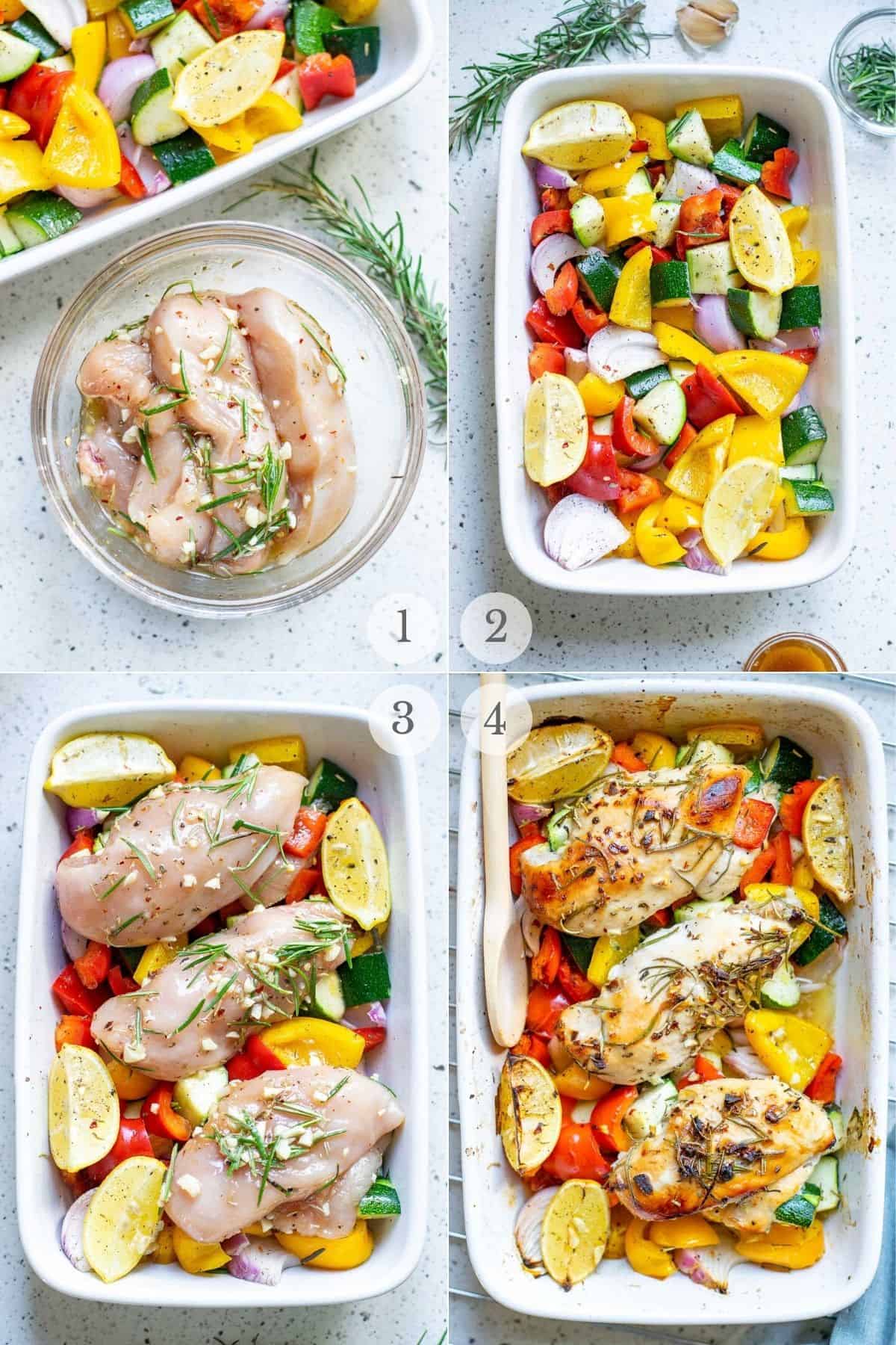 roasted chicken and vegetables recipe steps 1-4