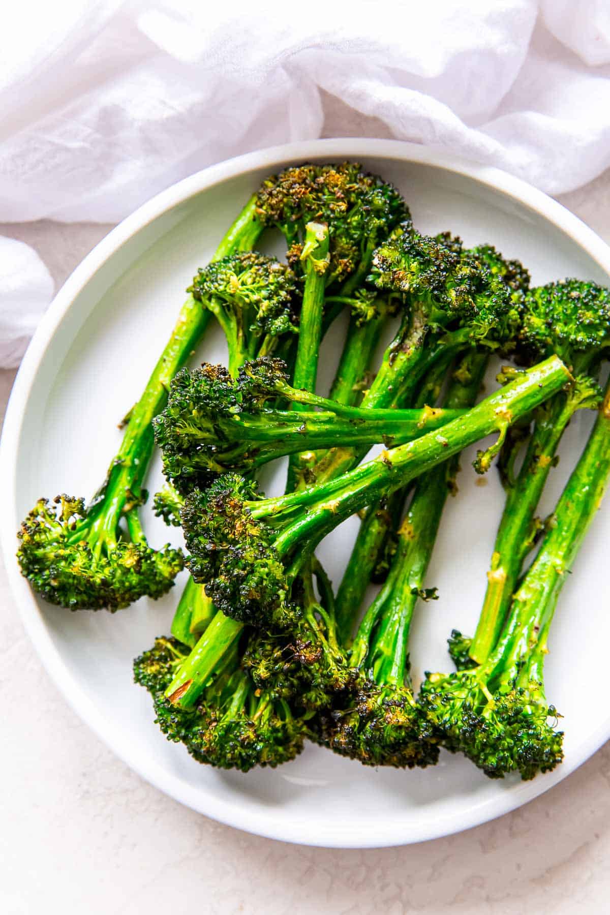 air fryer broccolini on plate-2