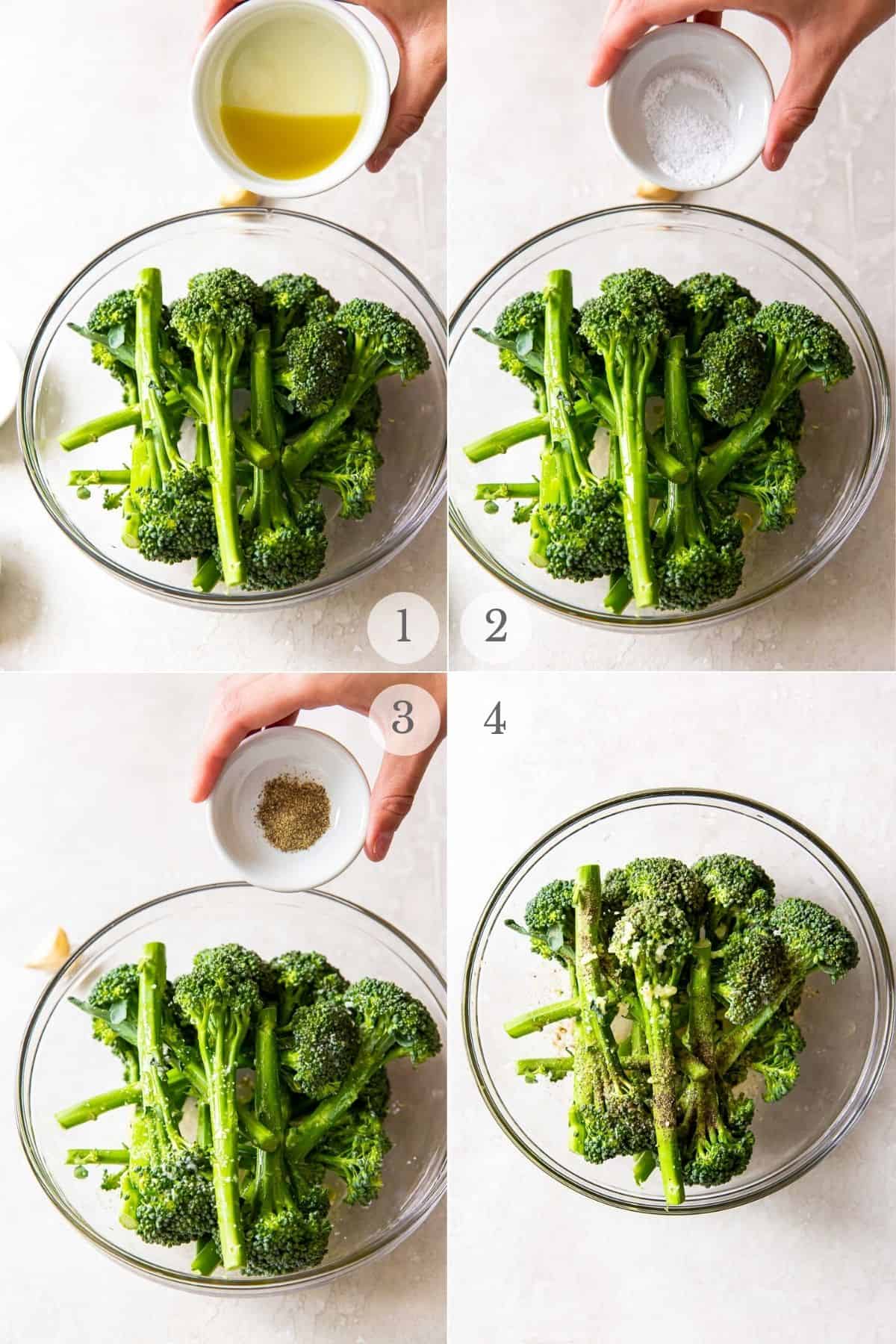 air fryer broccolini recipe steps 1-4