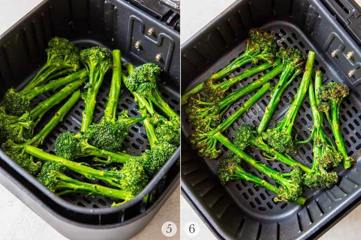 air fryer broccolini recipe steps 5-6