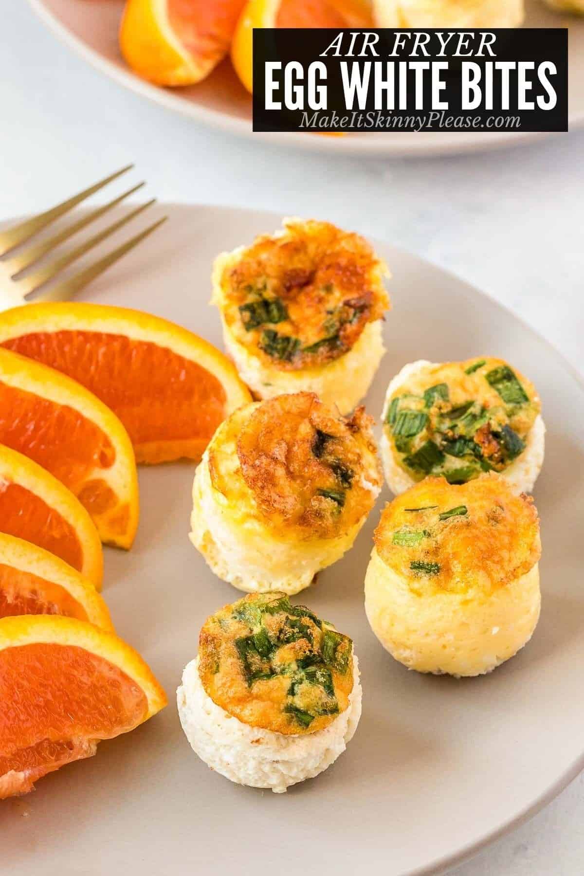 air fryer egg white bites on plate close up