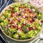 broccoli salad in serving bowl