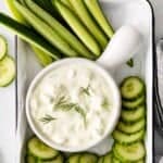 dill pickle ranch dip with vegetables