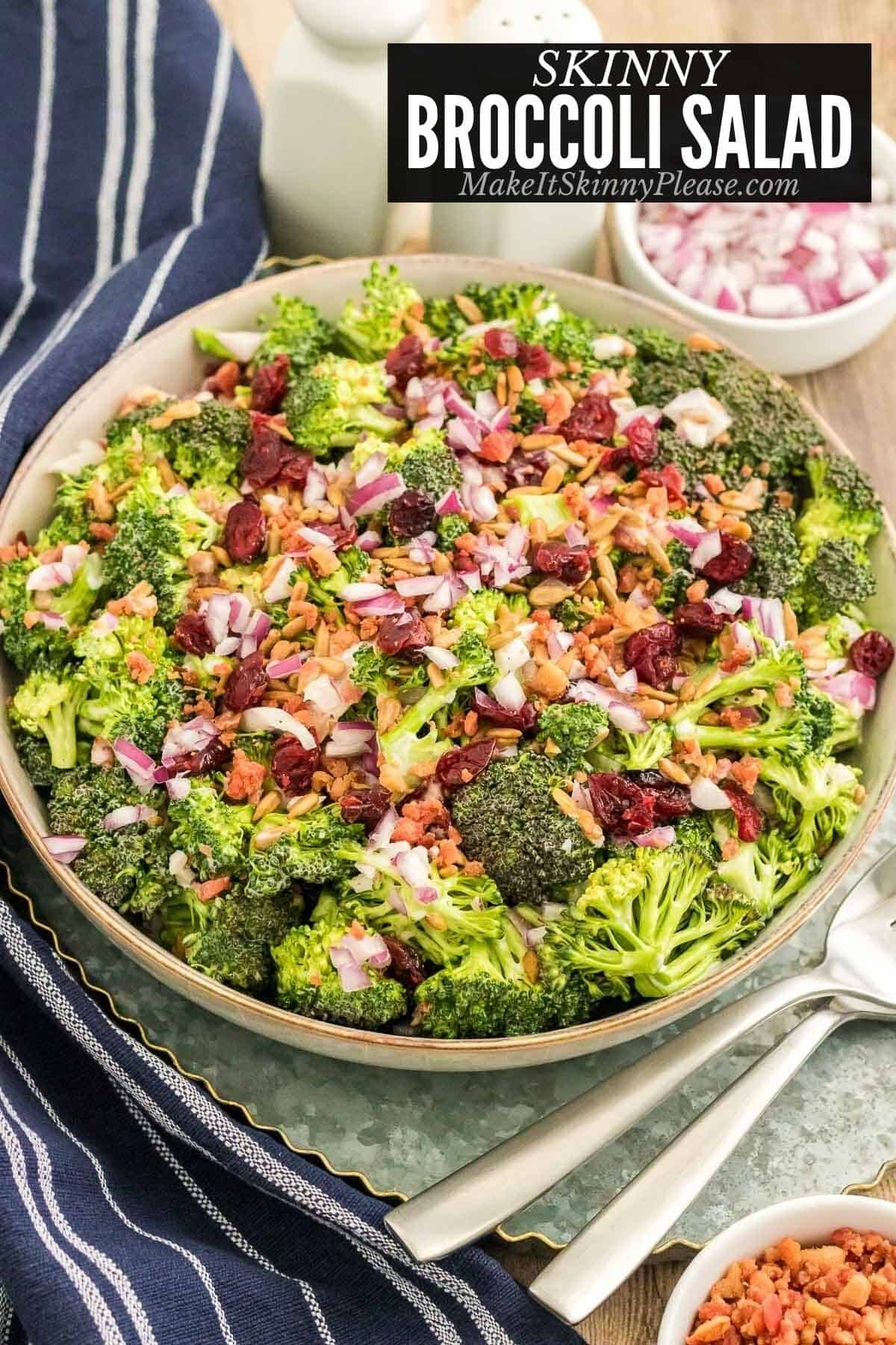 skinny broccoli salad in bowl