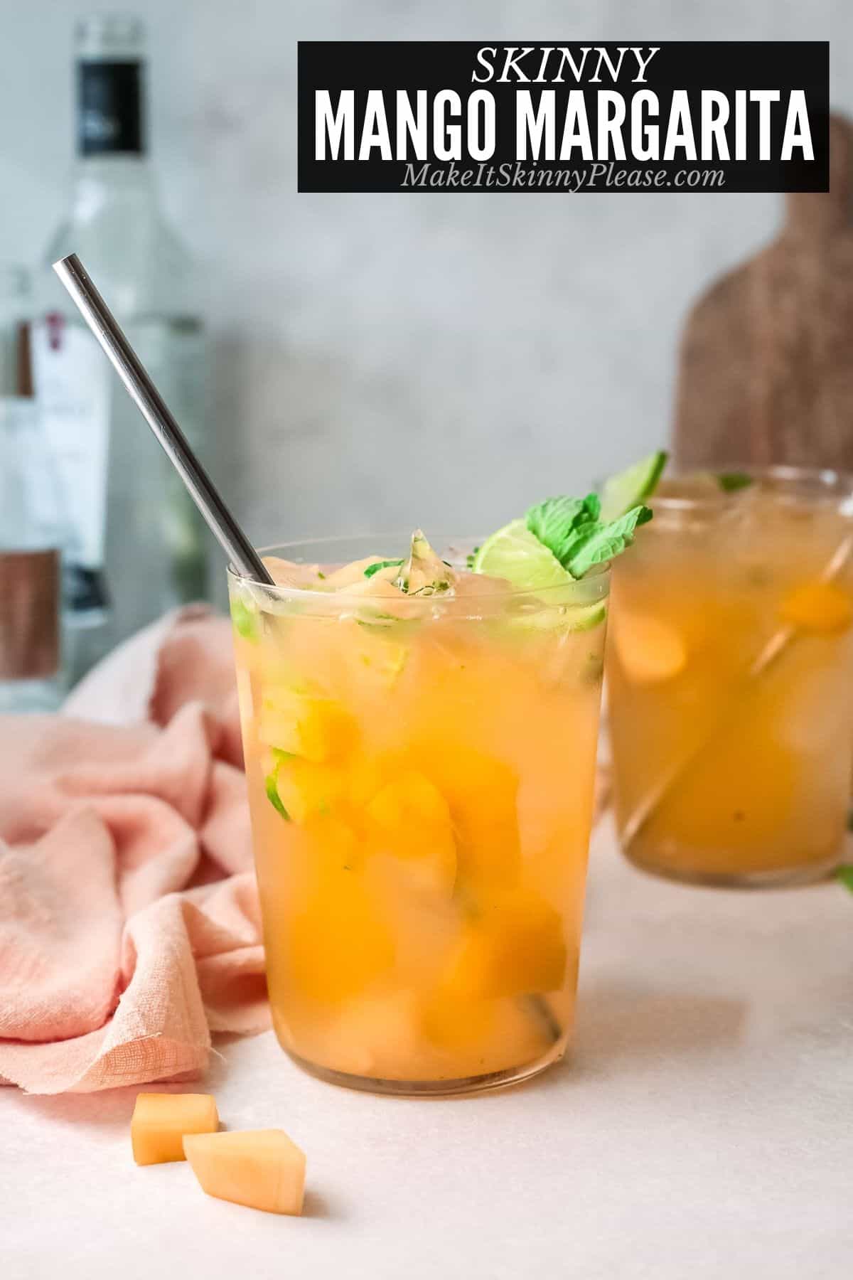 skinny mango margaritas with metal straws