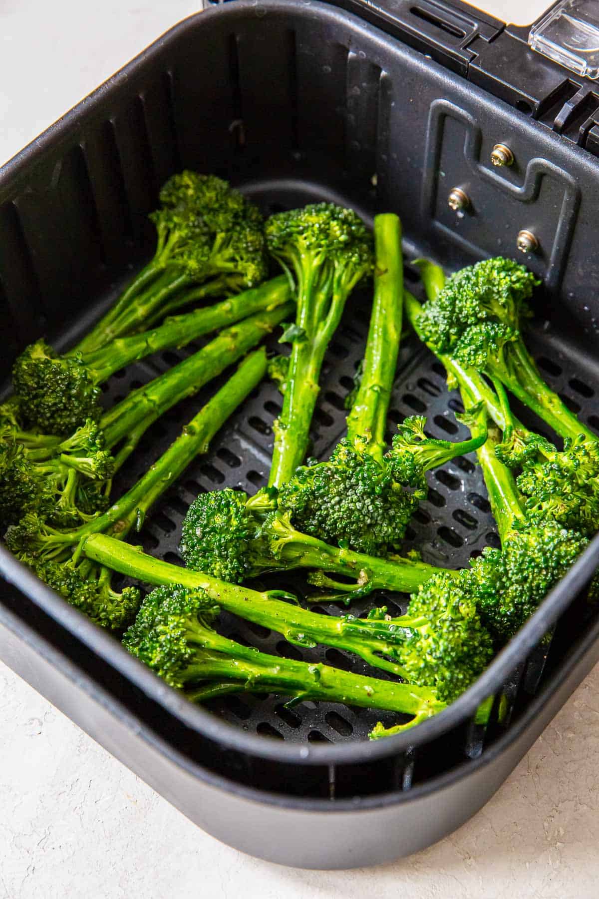 air fryer broccolini in air fryer basket