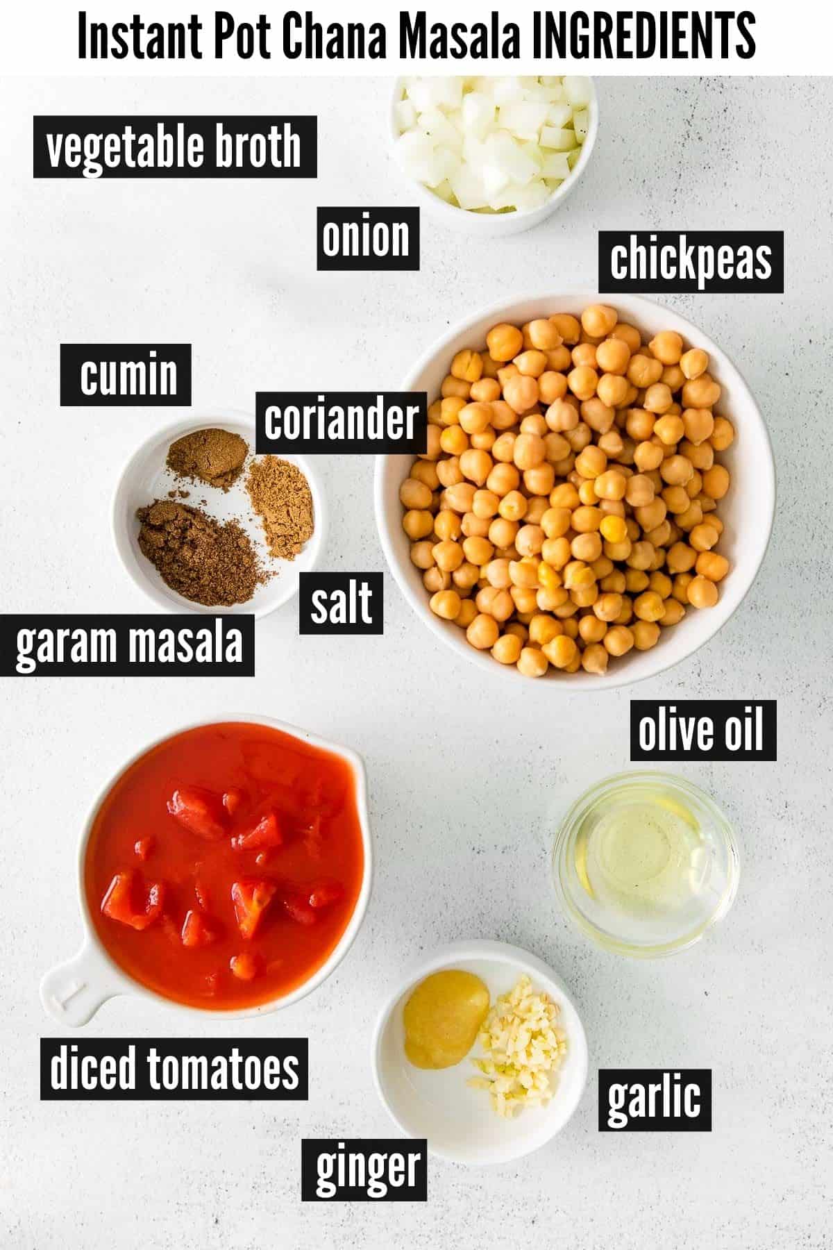 instant pot chana masala labelled ingredients