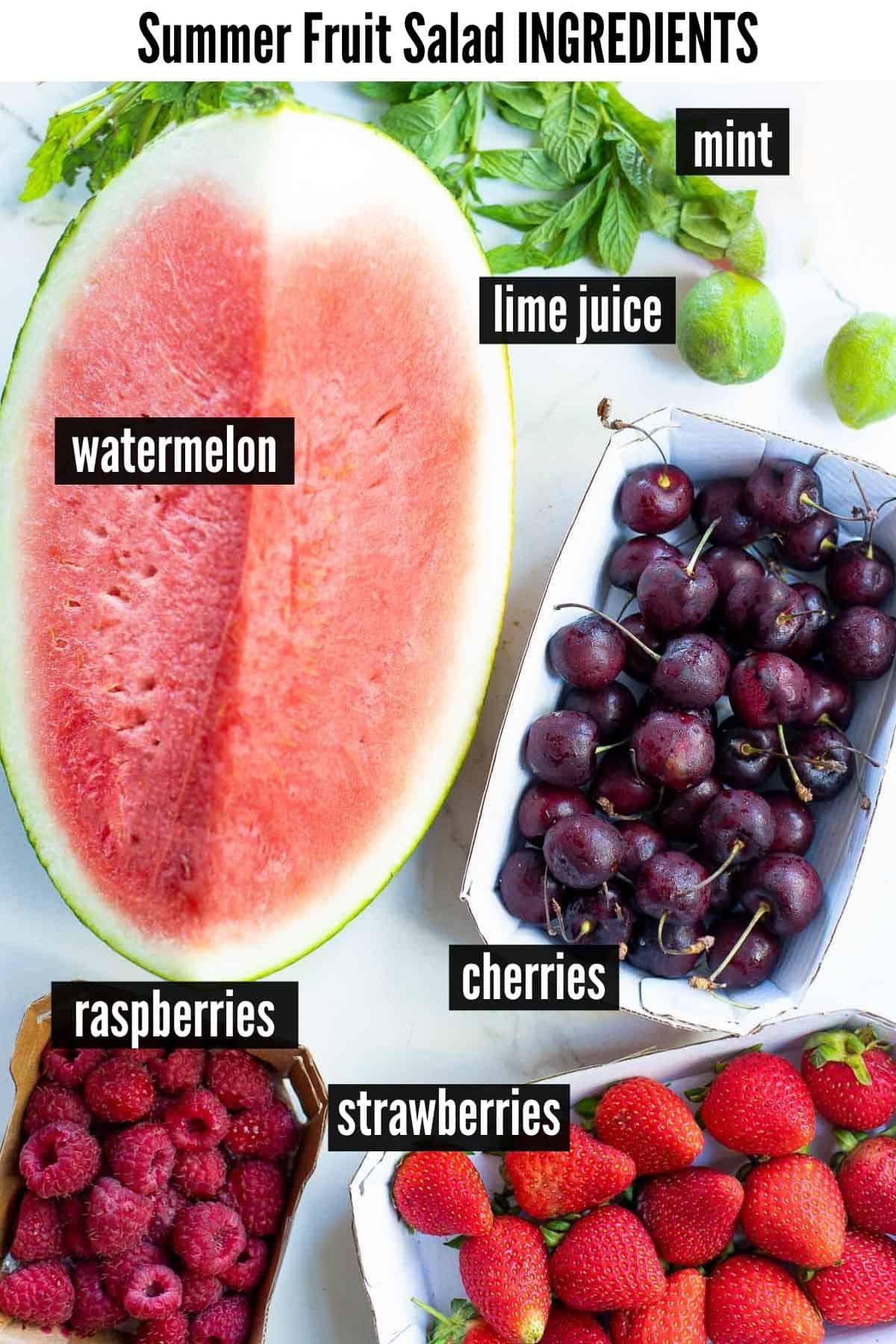 summer fruit salad labelled ingredients