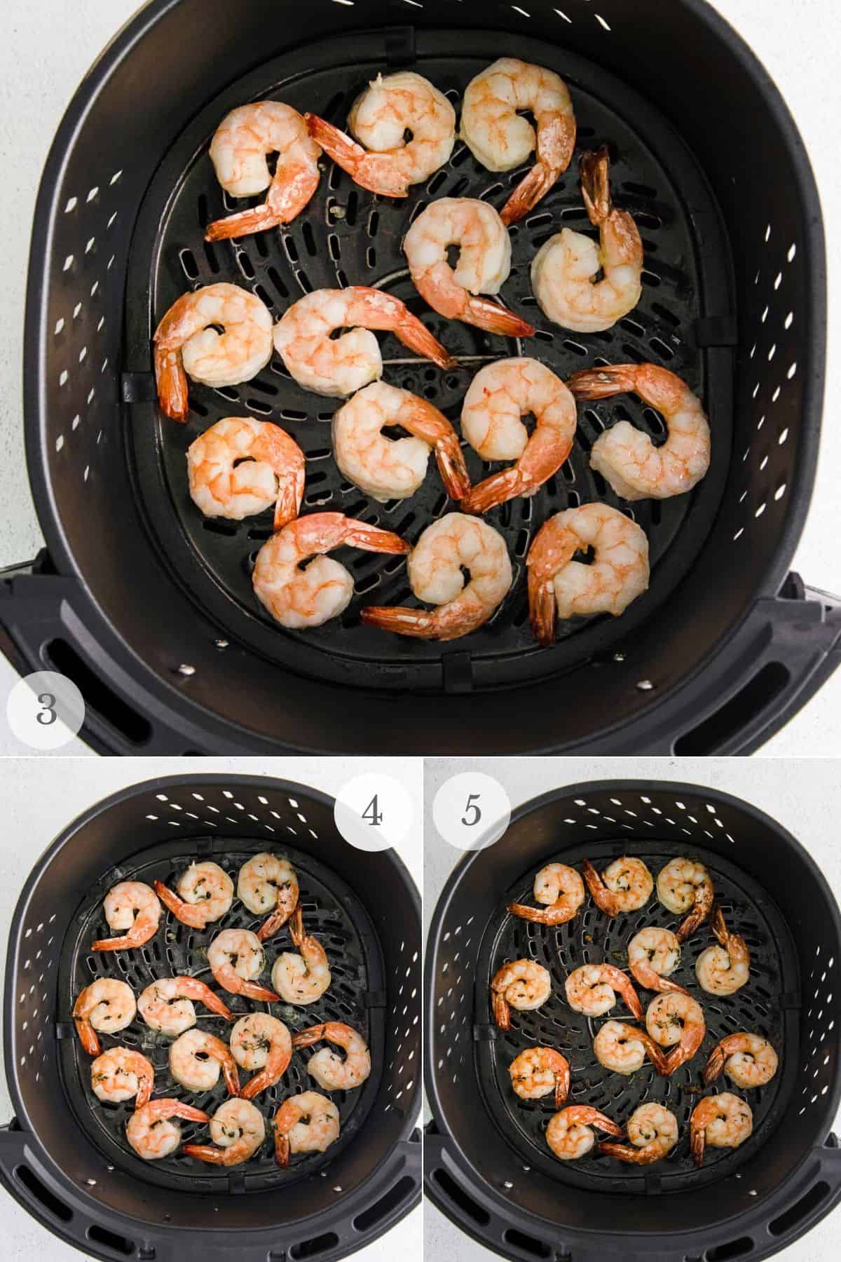 air fryer shrimp recipe steps 3-5.