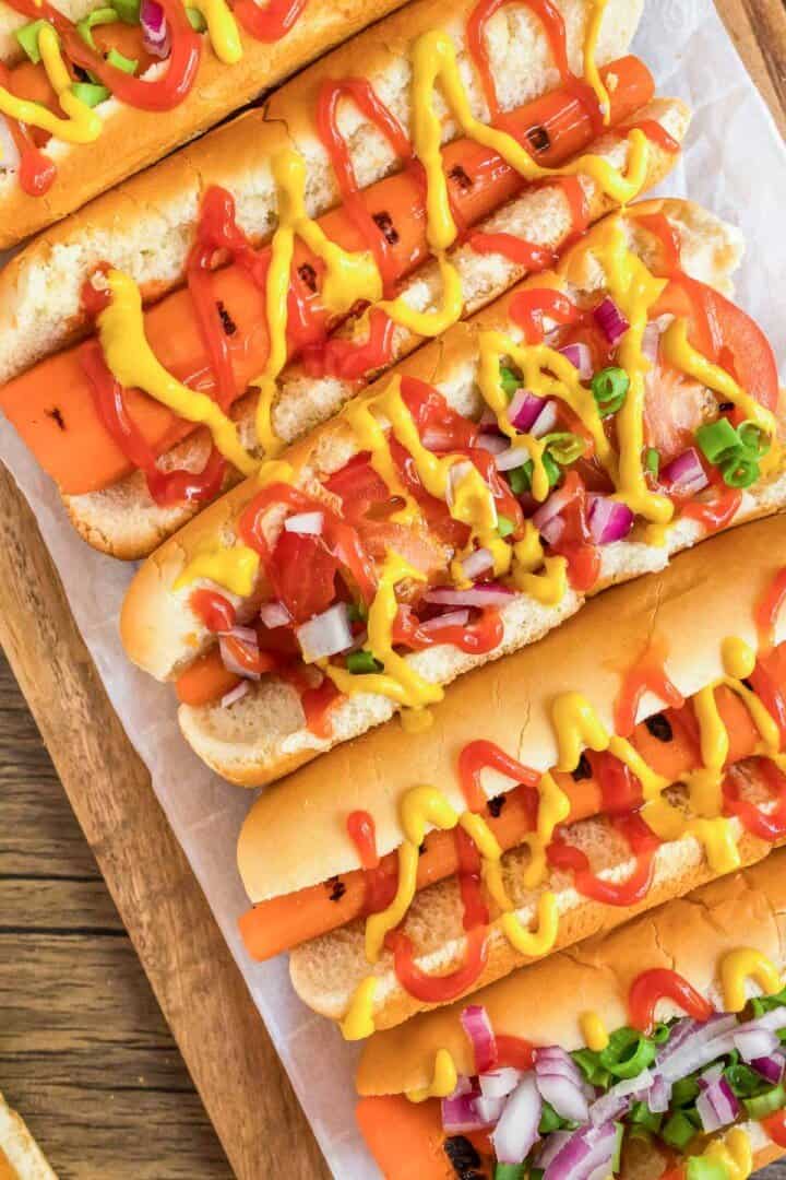 Carrot Dogs a Low Calorie Vegan recipe Make It Skinny Please