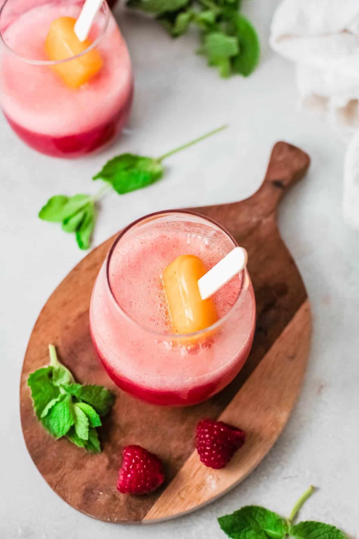 raspberry popsicle cocktail from above.