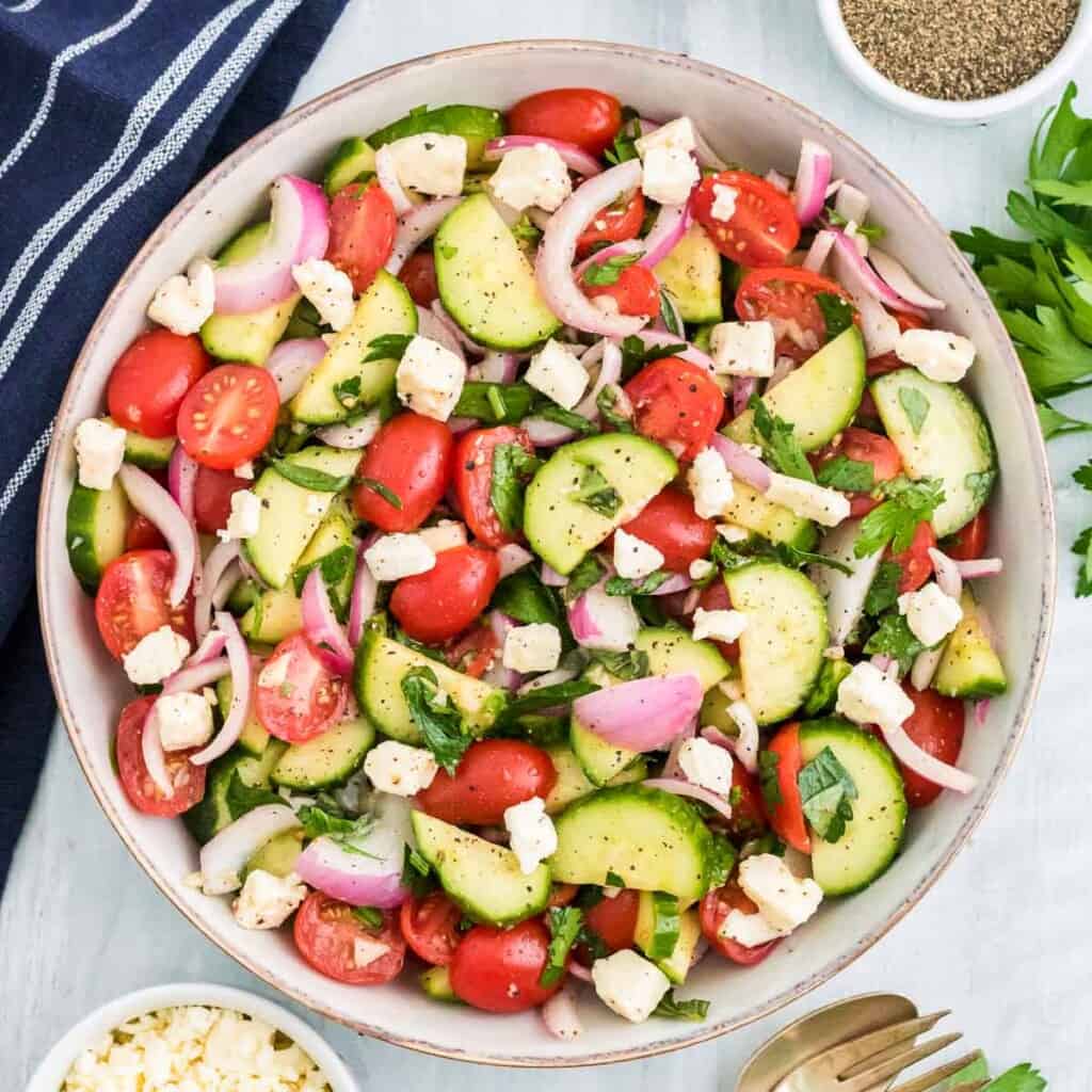 Mediterranean Cucumber Tomato Salad - Make It Skinny Please