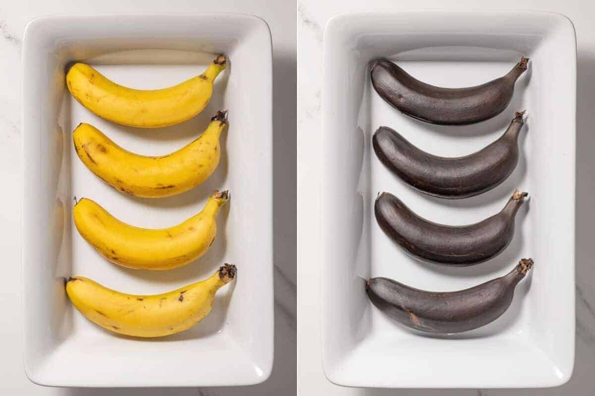 roasted bananas before and after