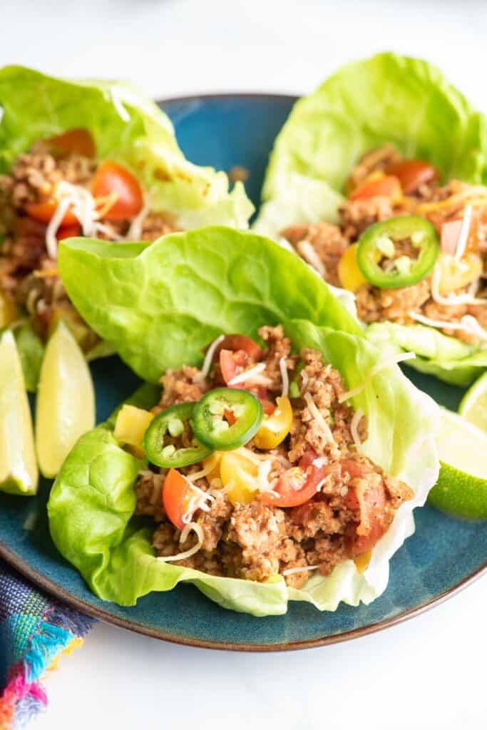 taco turkey lettuce wraps on plate