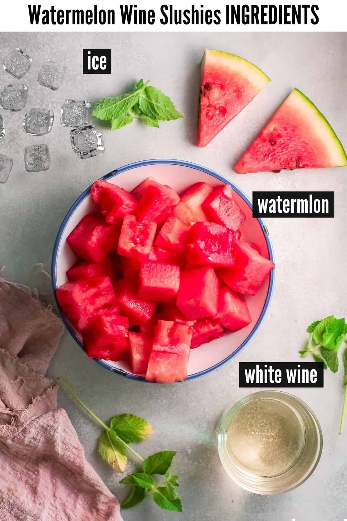 watermelon wine slushies labelled ingredients.