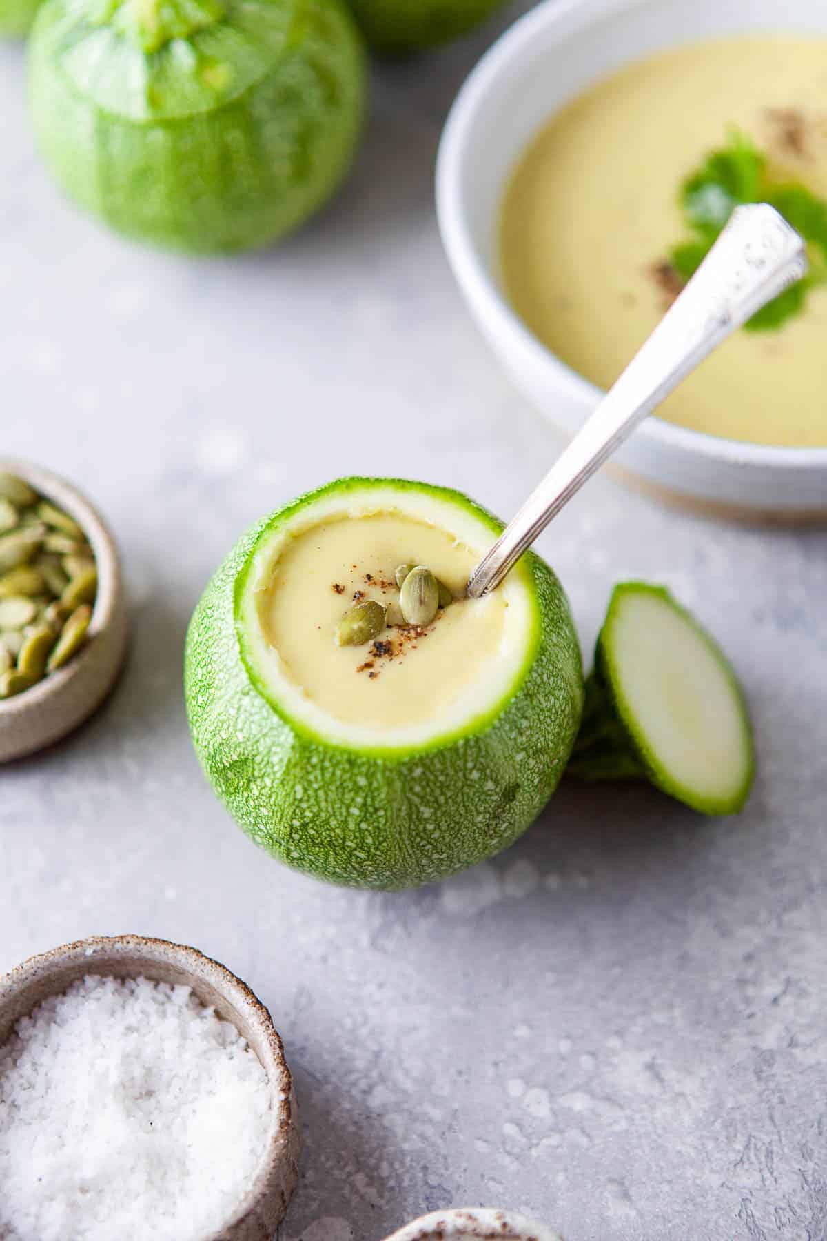 zucchini soup in squash e