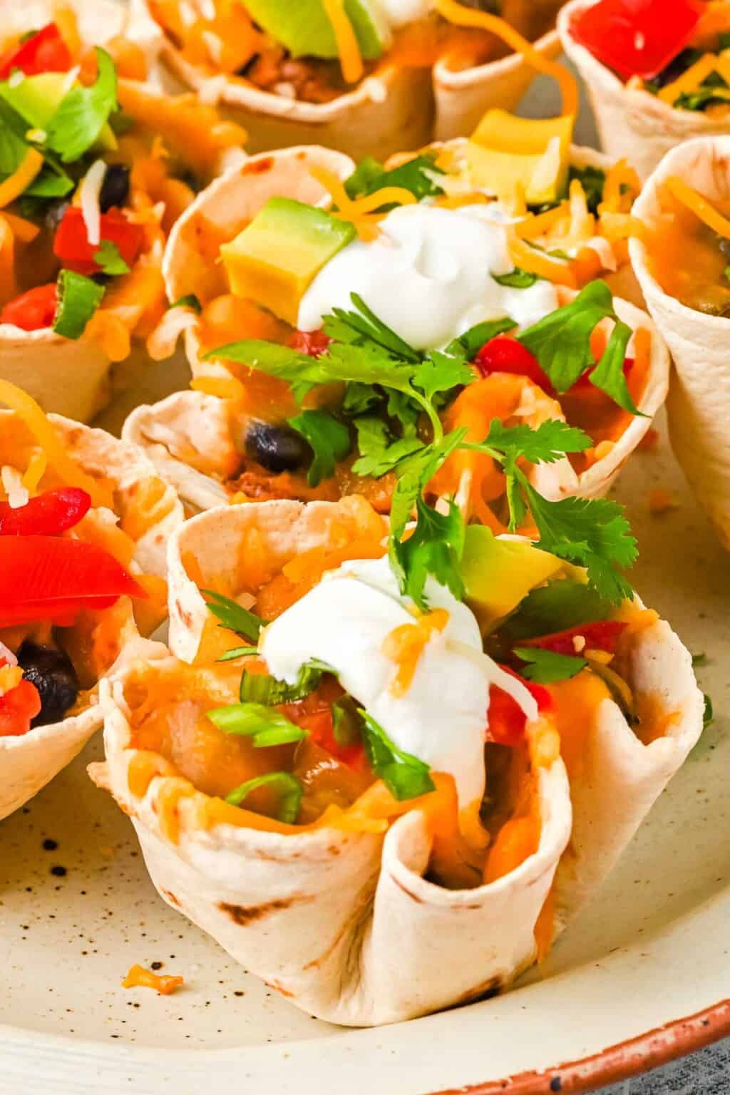 Enchilada Cups in crispy Tortilla Cups Make It Skinny Please