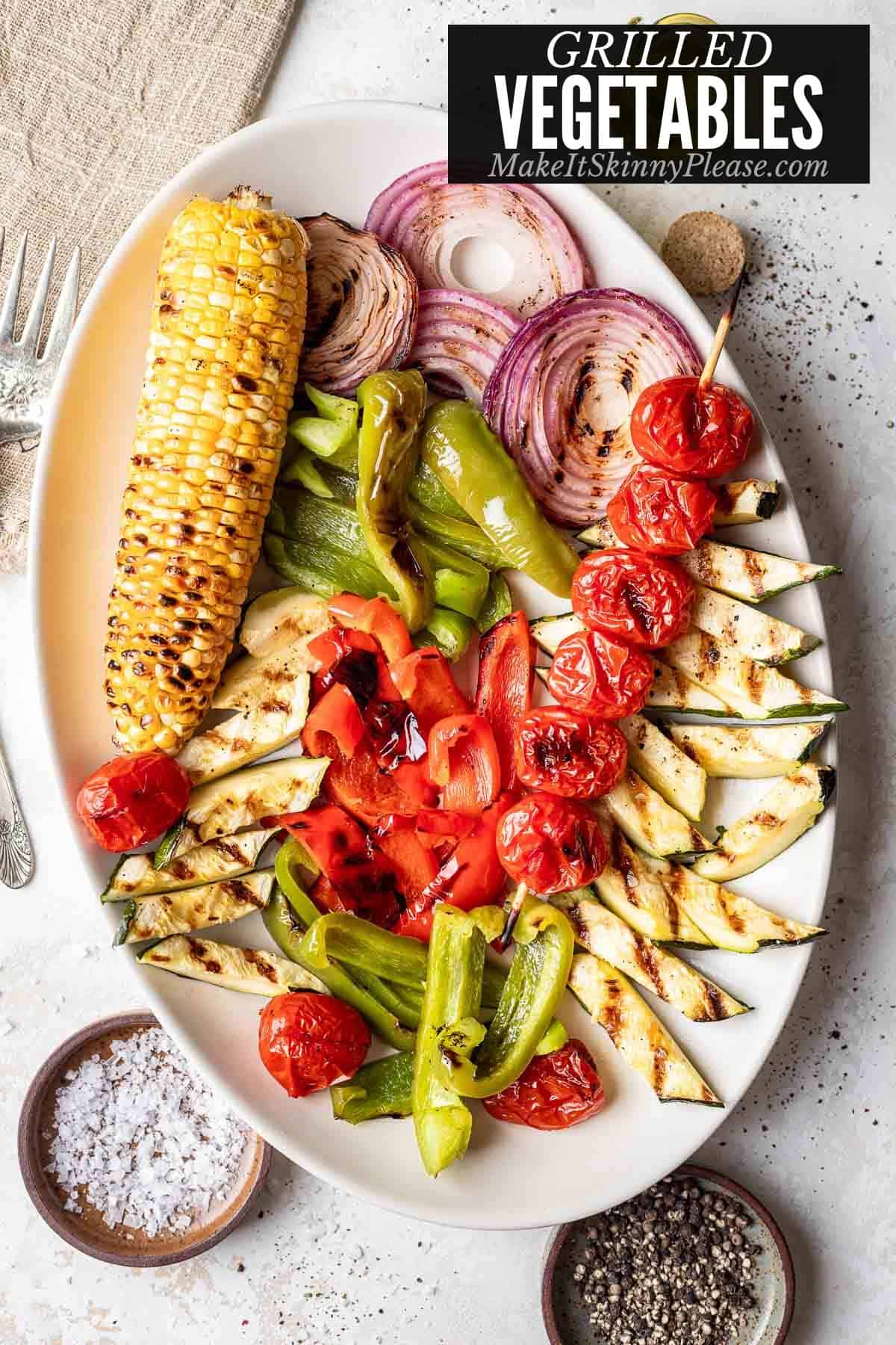 grilled vegetables on a platter.