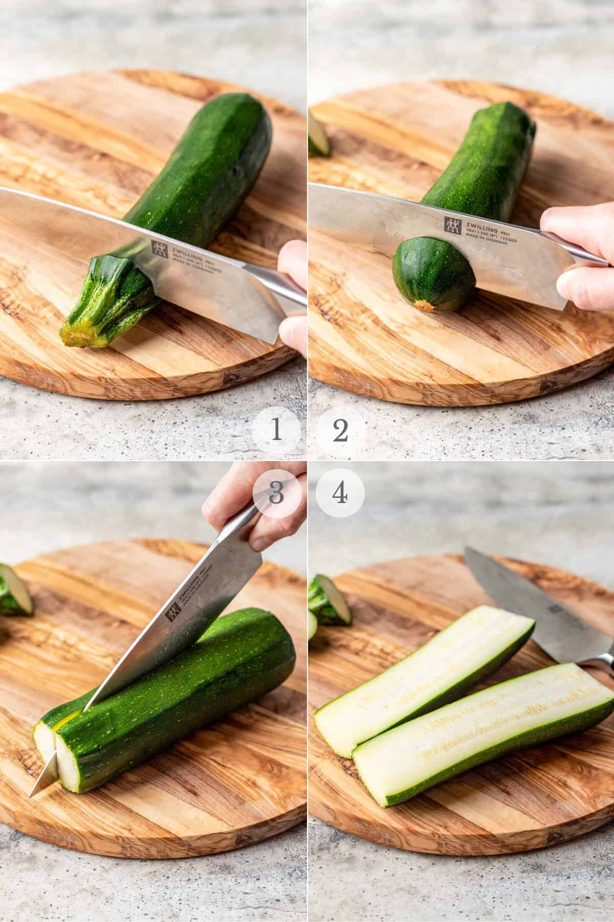 how to cut zucchini for grilling steps.