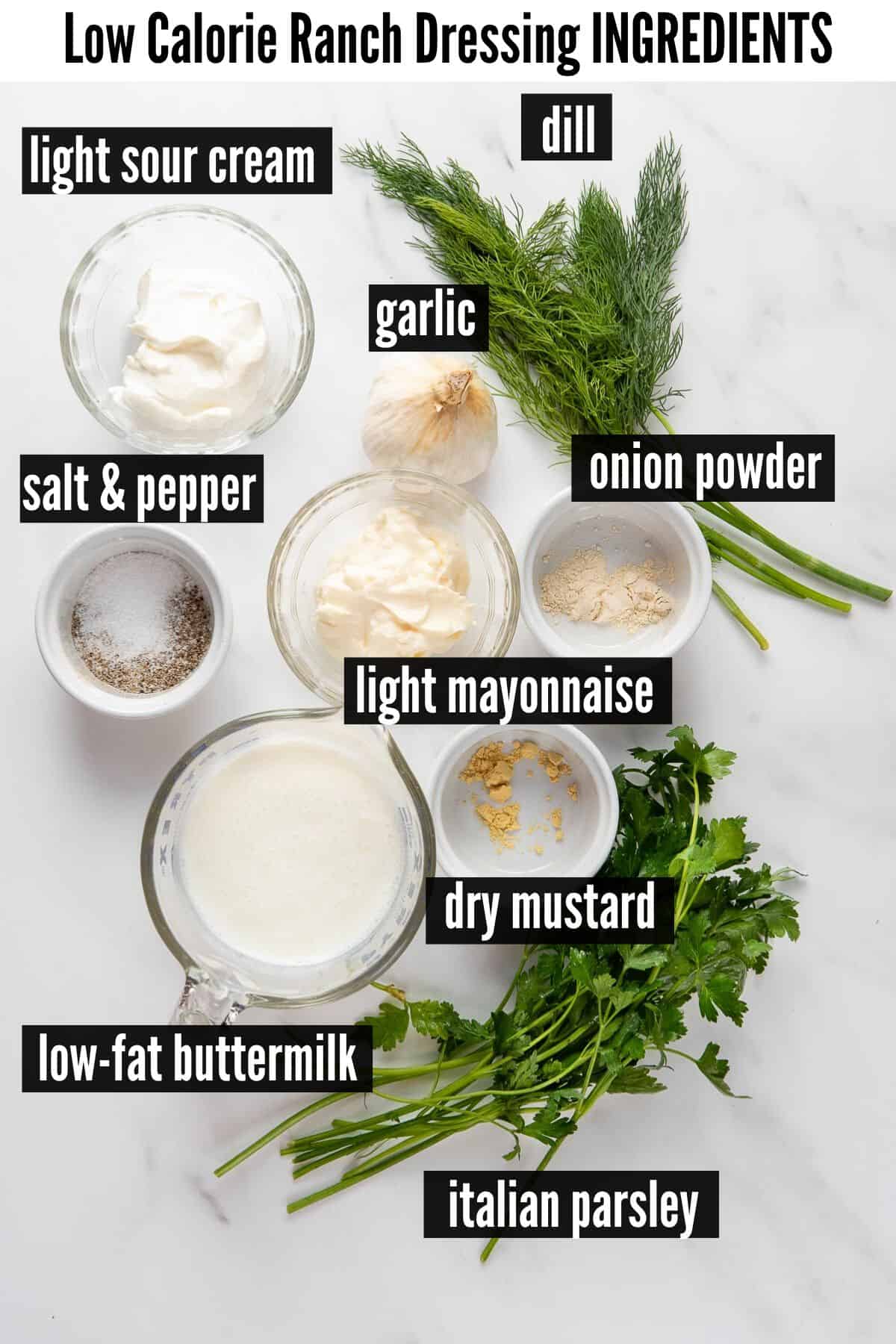 low calorie ranch dressing labelled ingredients.