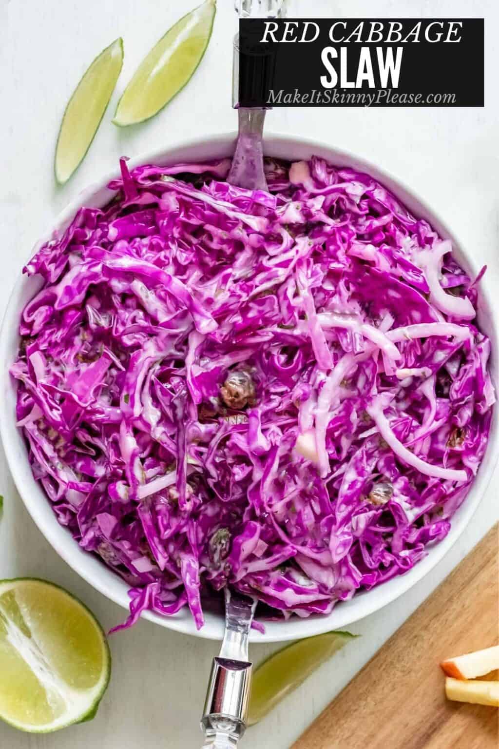 Easy Red Cabbage Slaw a lower cal recipe Make It Skinny Please