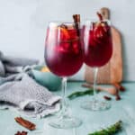 red wine sangria in glass from side square
