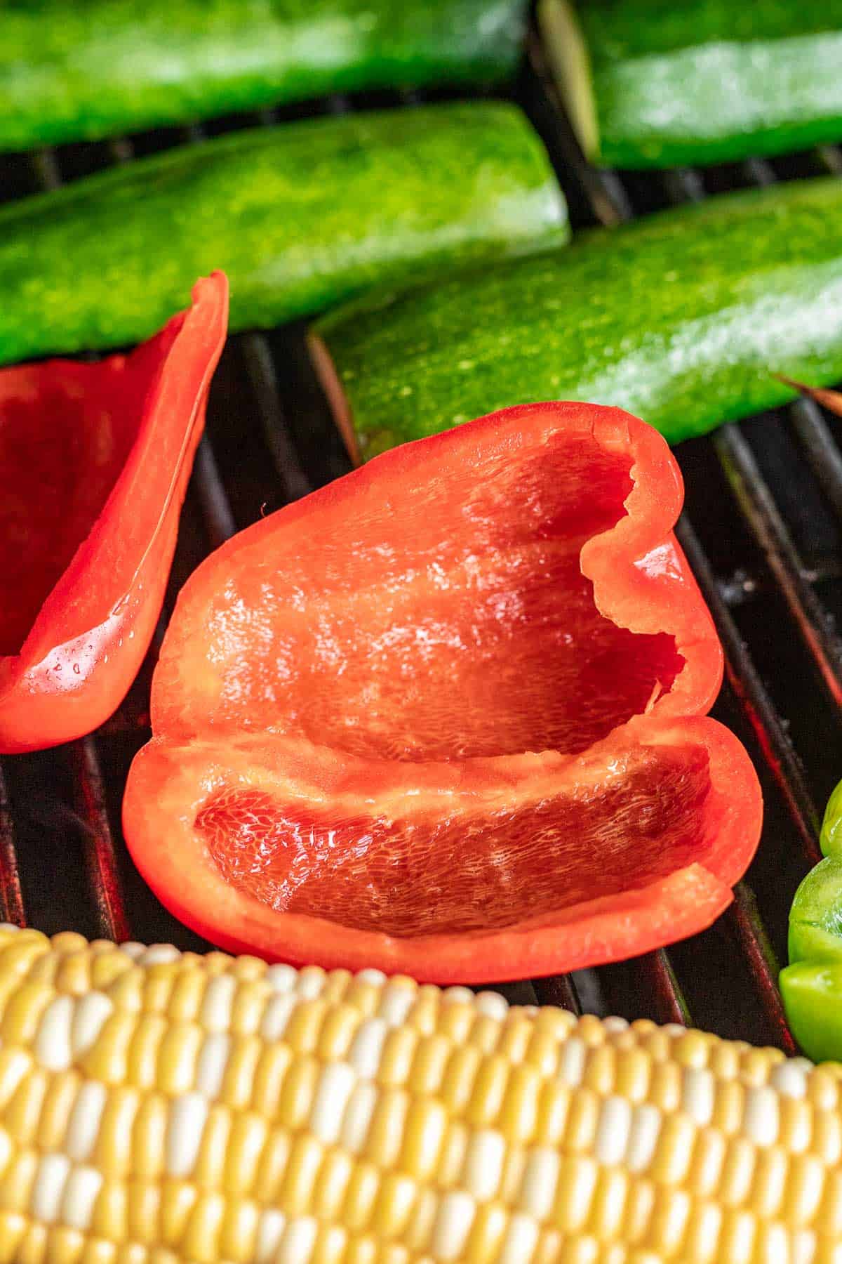 vegetables on grill red pepper.